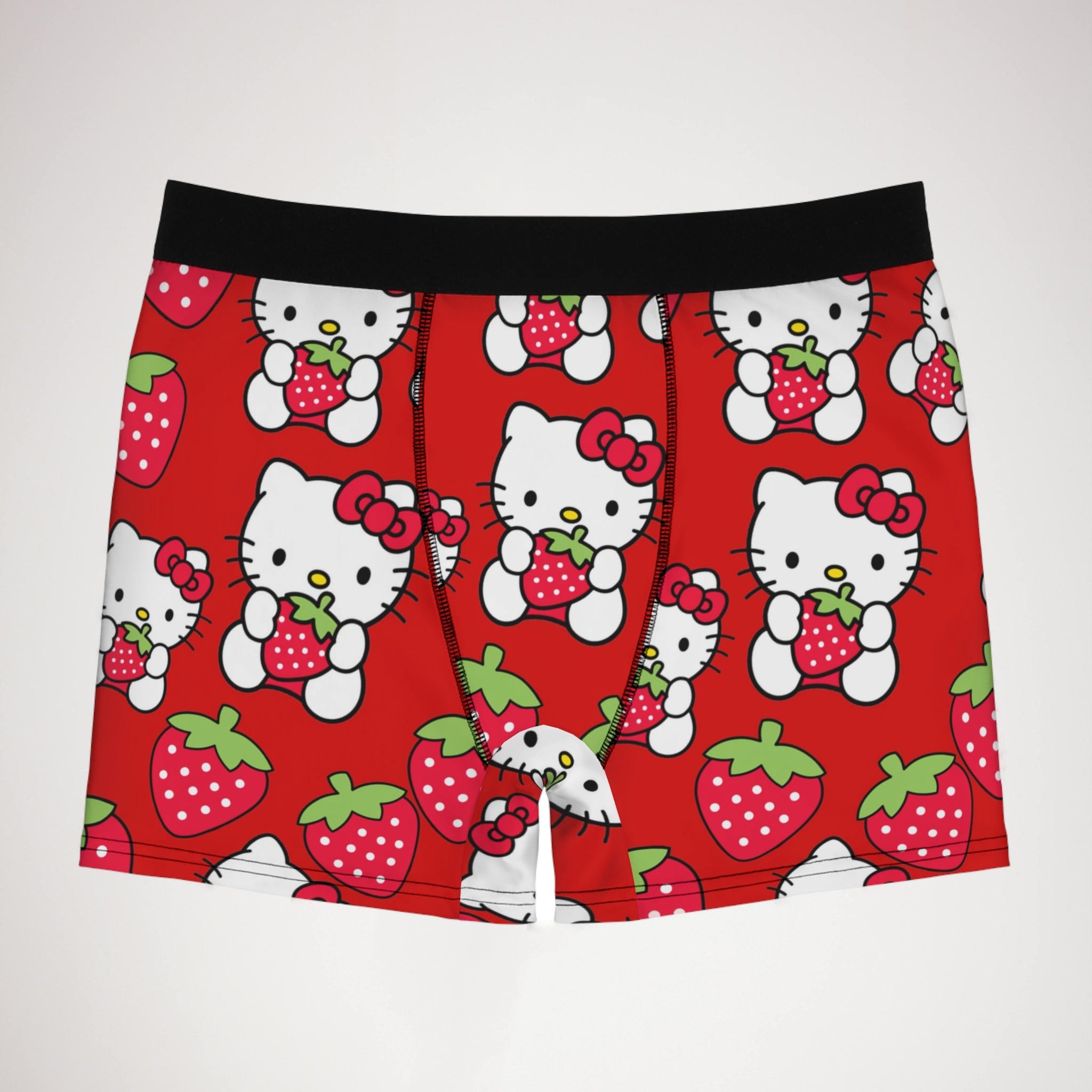 Men's boxer briefs kitty strawberry valentine love red