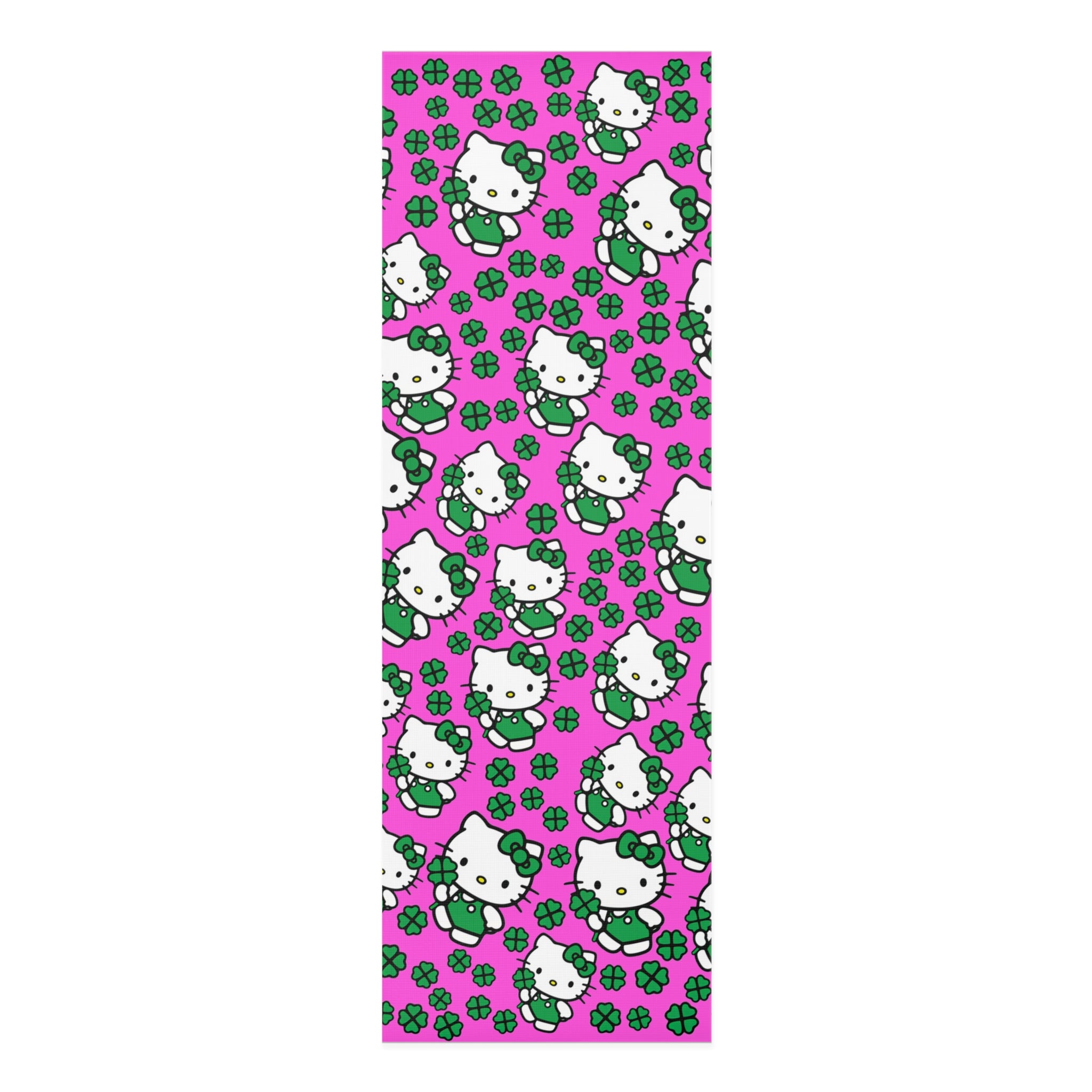 Foam yoga mat kitty saint patrick lucky pink