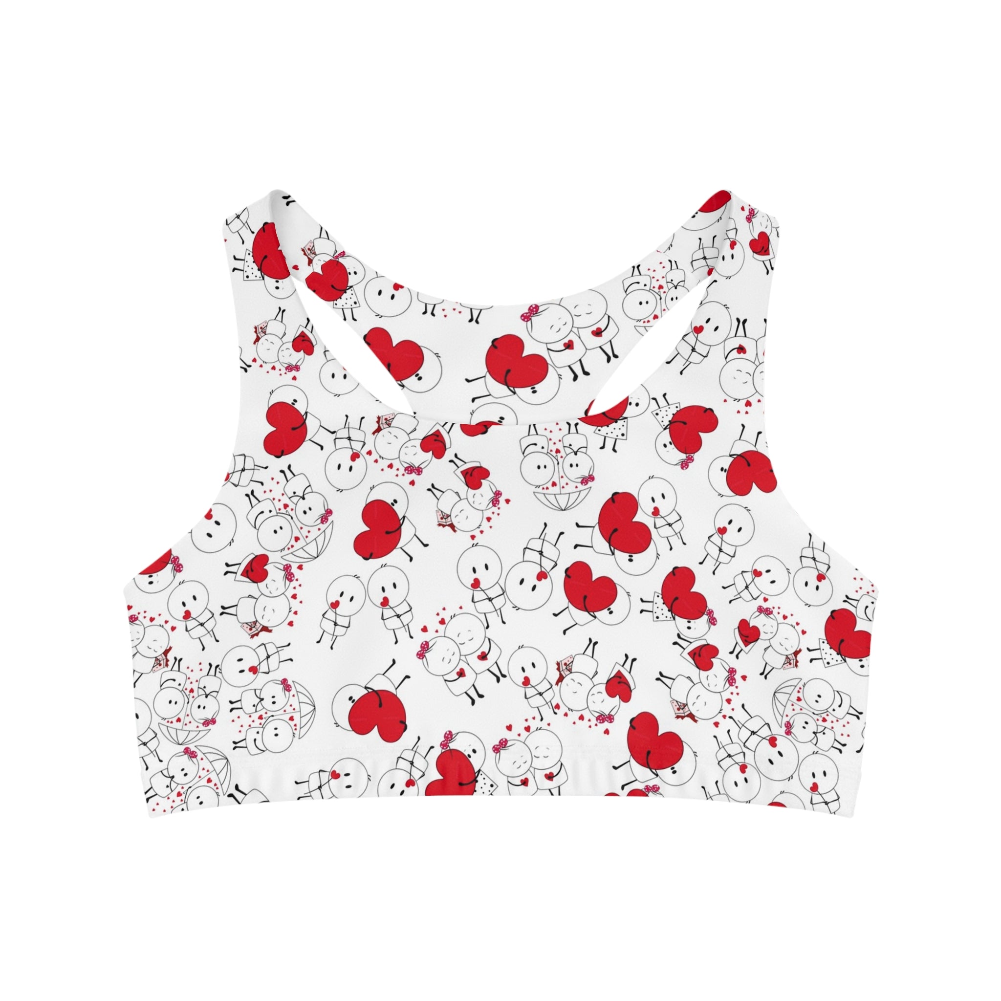 Sports bra cute valentine love white