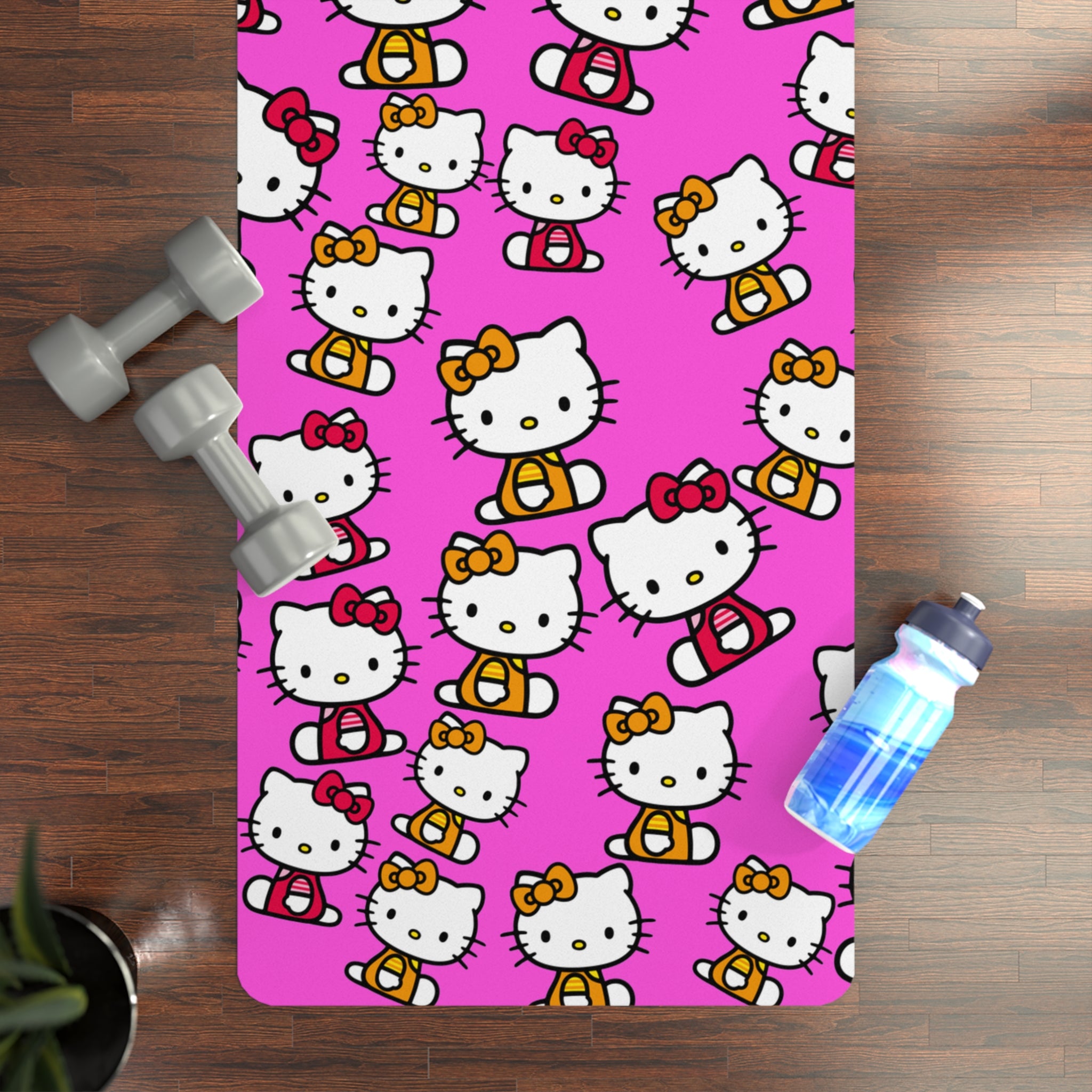 Rubber yoga mat kitty two colors pink