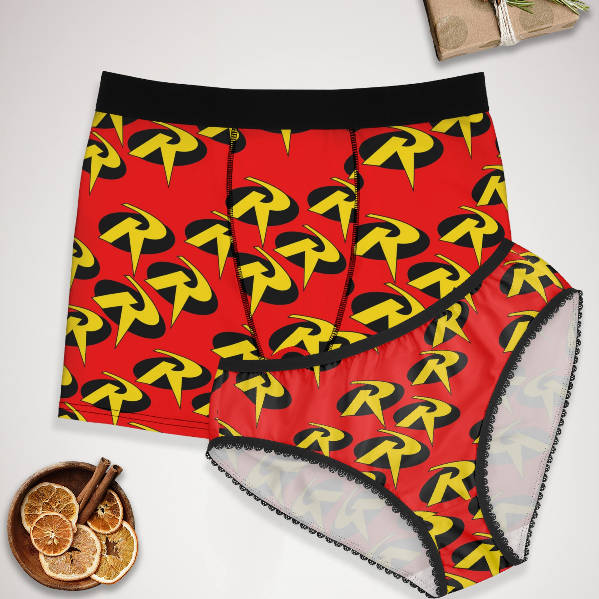 Couples matching robin symbol underwear set boxer & briefs