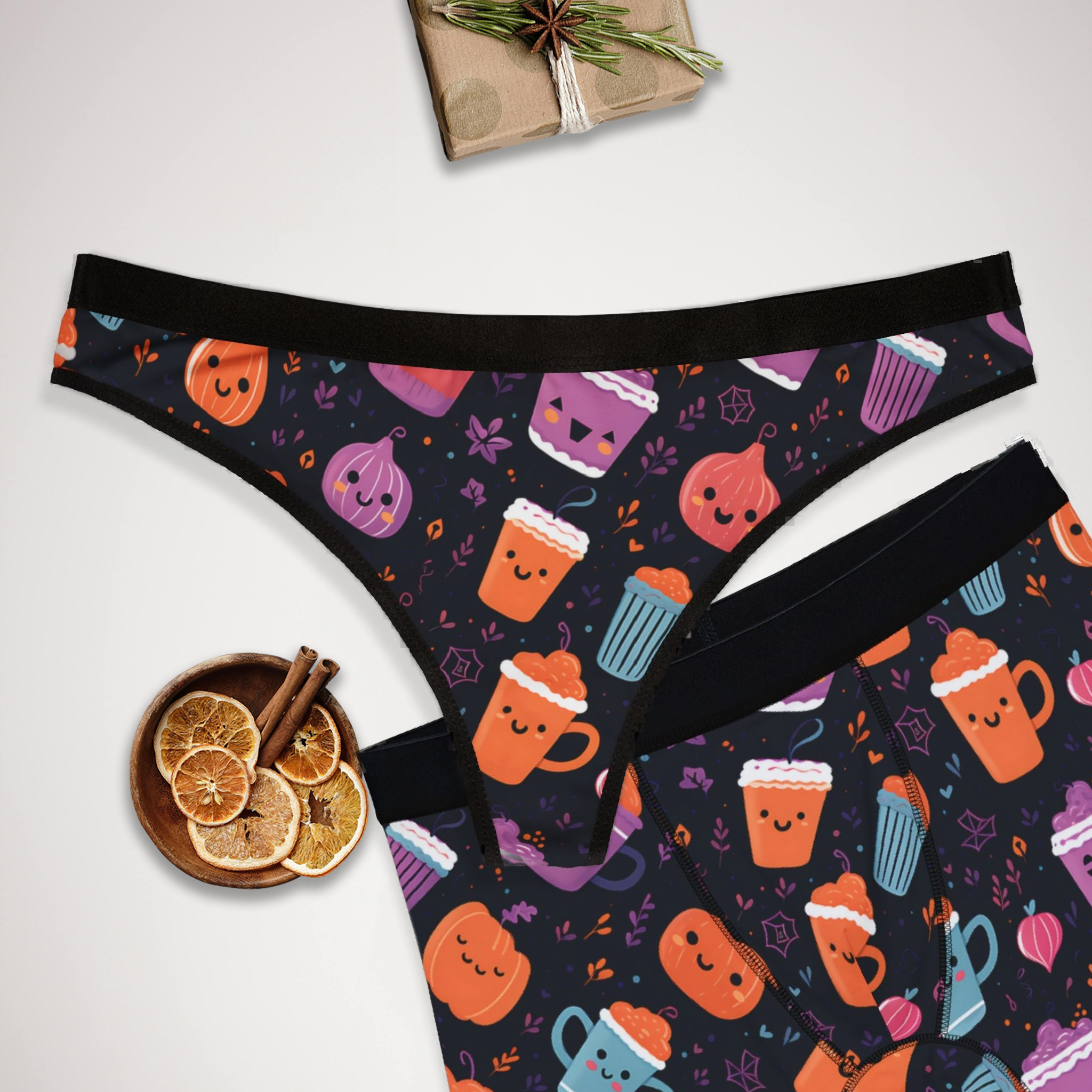 Matching underwear Pink Halloween for couples boxer & thong set