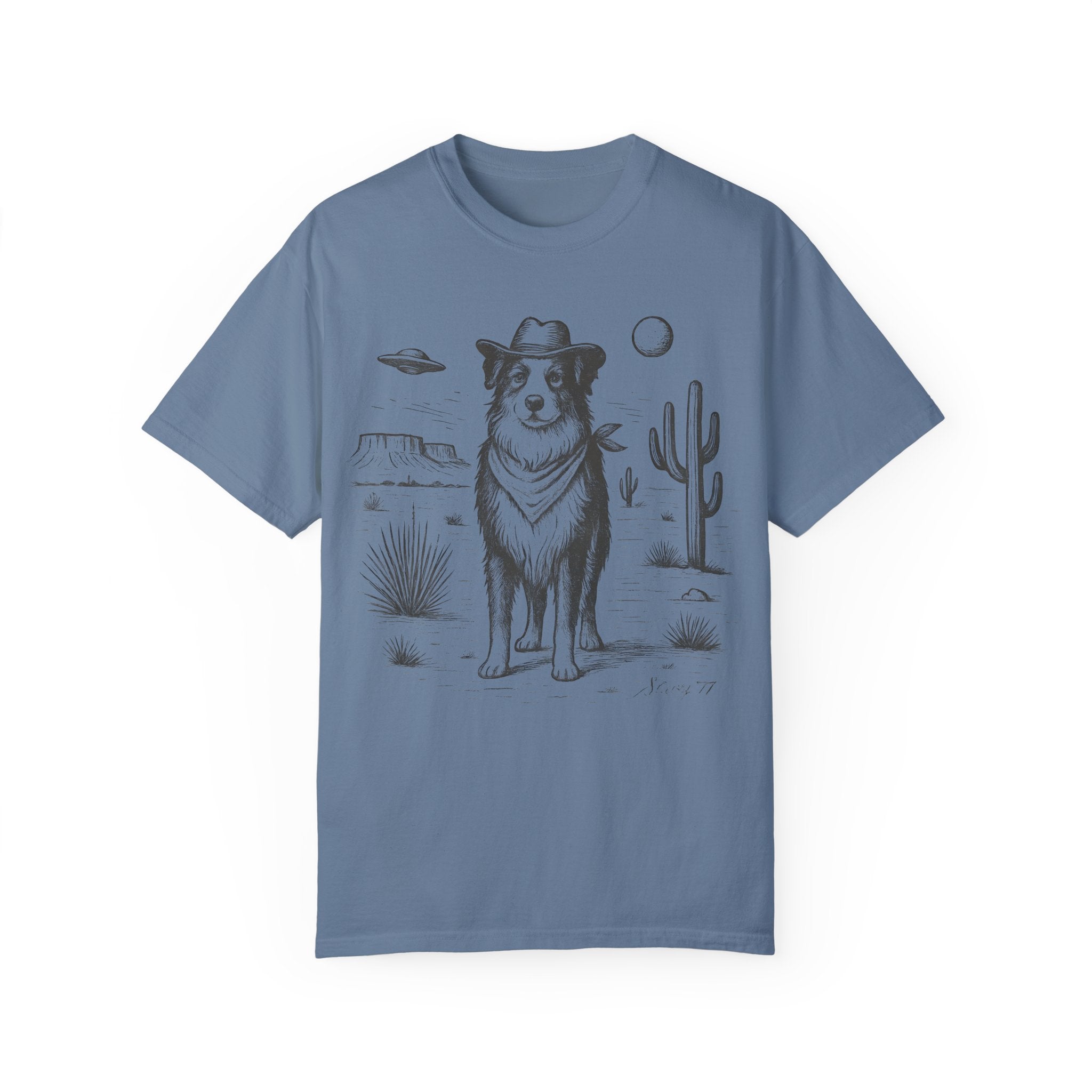 Australian Shepherd Shirt, Aussie Vintage UFO Western Shirt, Retro T-Shirt, Cowboy TShirt, Wild West, Dogful DogMom, Dogfulness Shirting