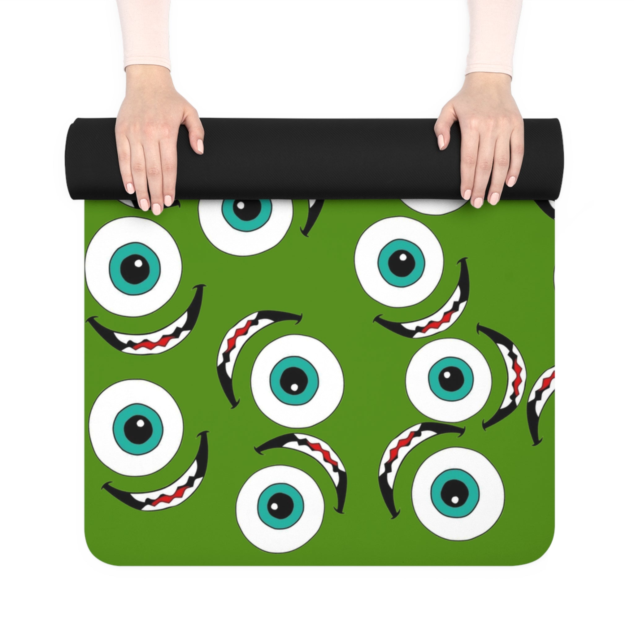 Rubber yoga mat mike wazowski green