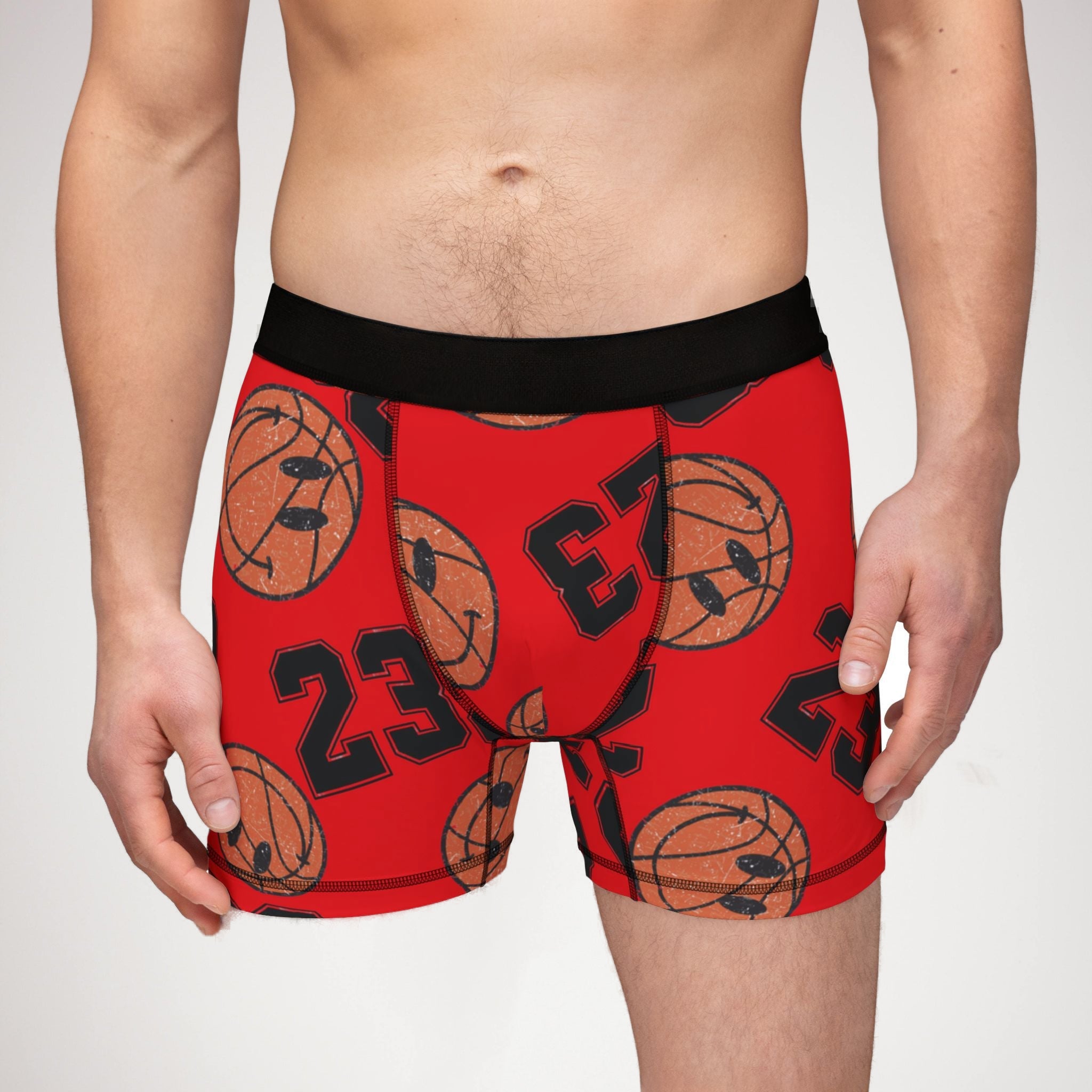 Men's boxers number   basketball red