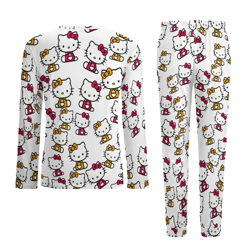 Men's Pajama suit kitty two color white