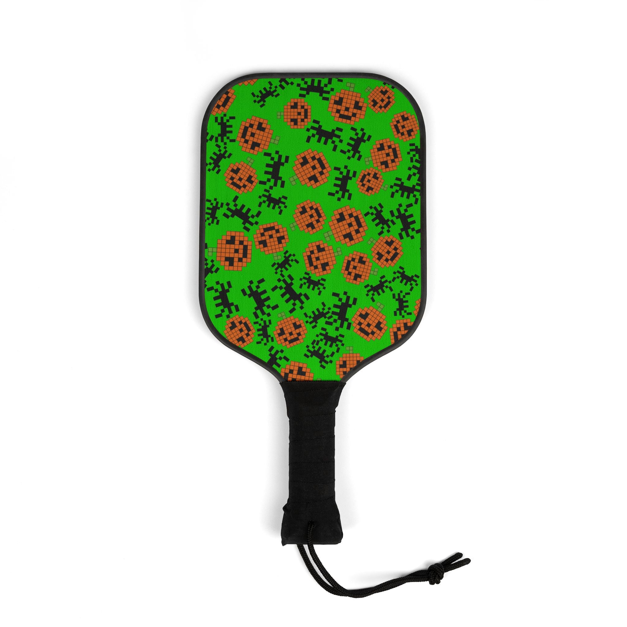 Pickleball kit (2 paddles + 2 balls + transparent bag) pumpkin spider pixel halloween green