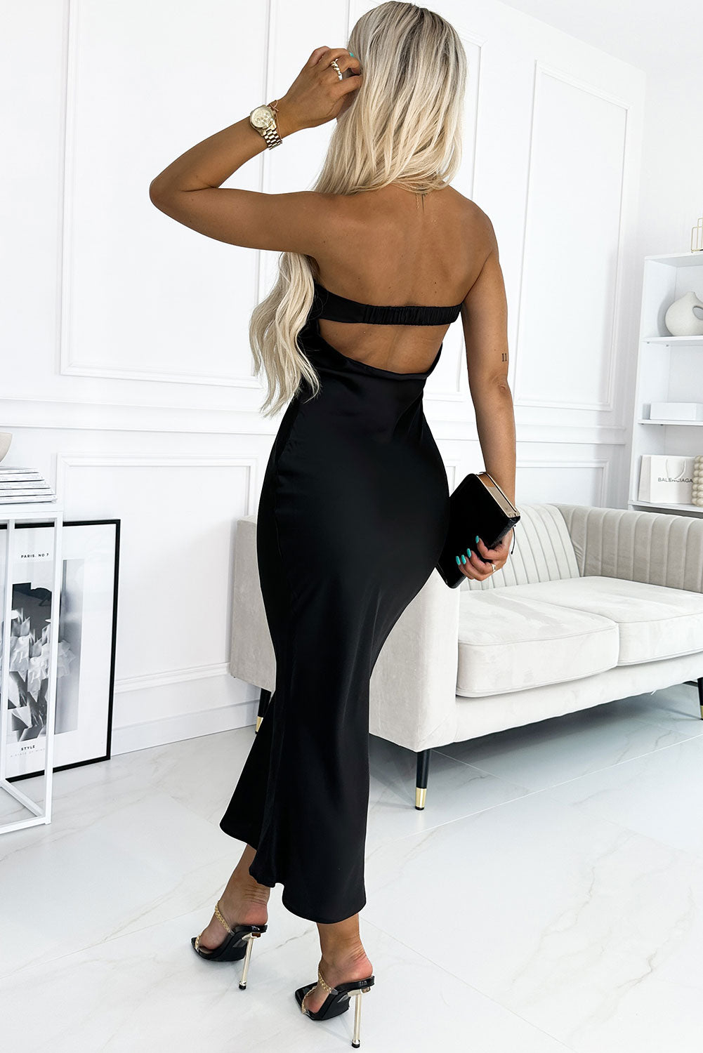 Elegant Black Tie Summer Wedding Guest Dress: Strapless Cutout Bodycon for Formal Events