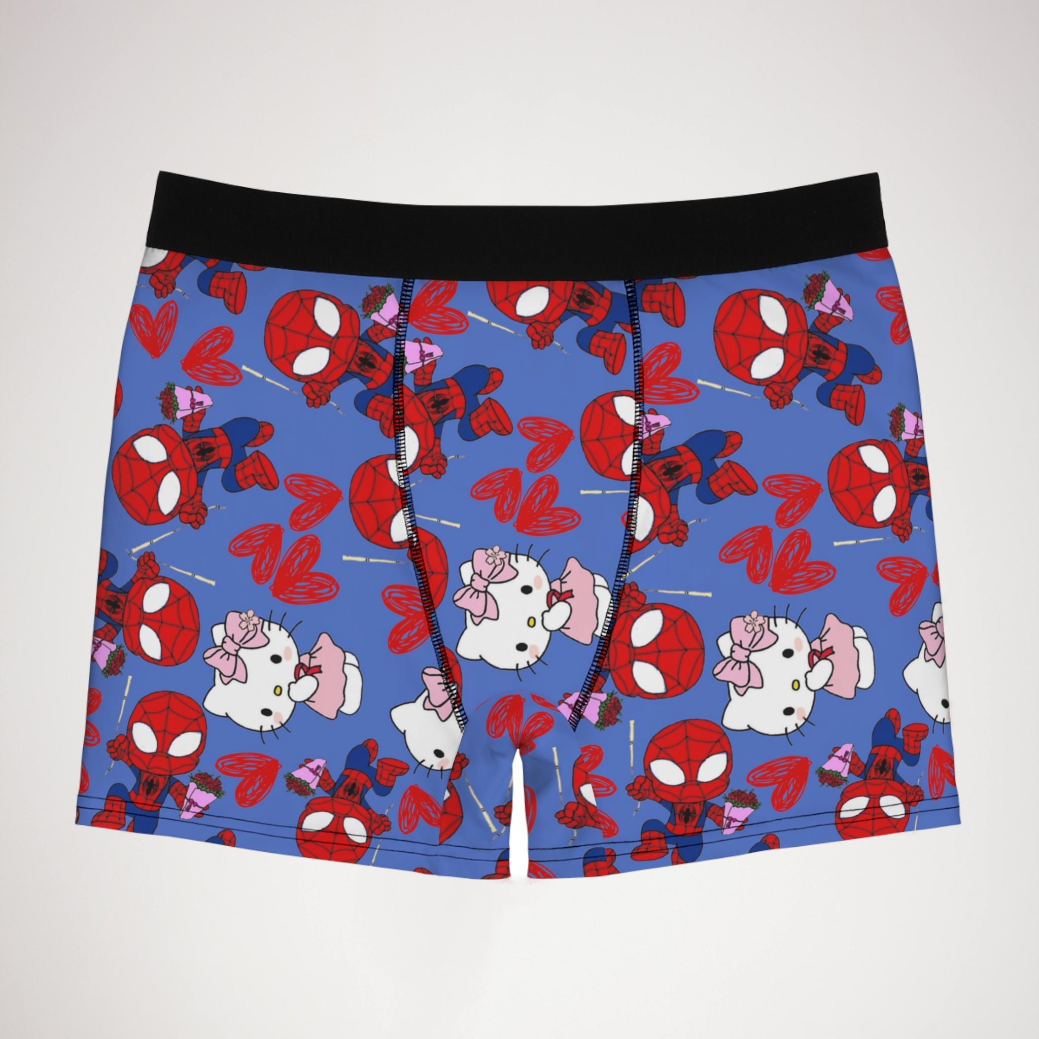 Men's boxer briefs spider kitty flower cyan