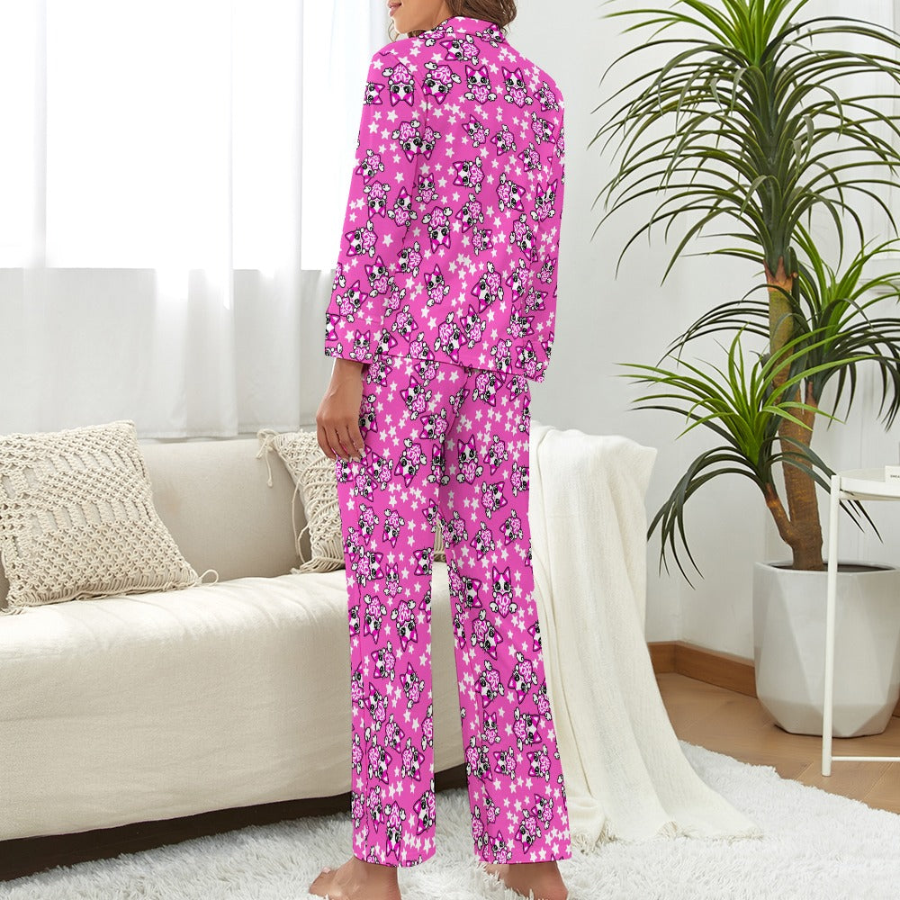 Women's Pajama Set cat fuck off pink