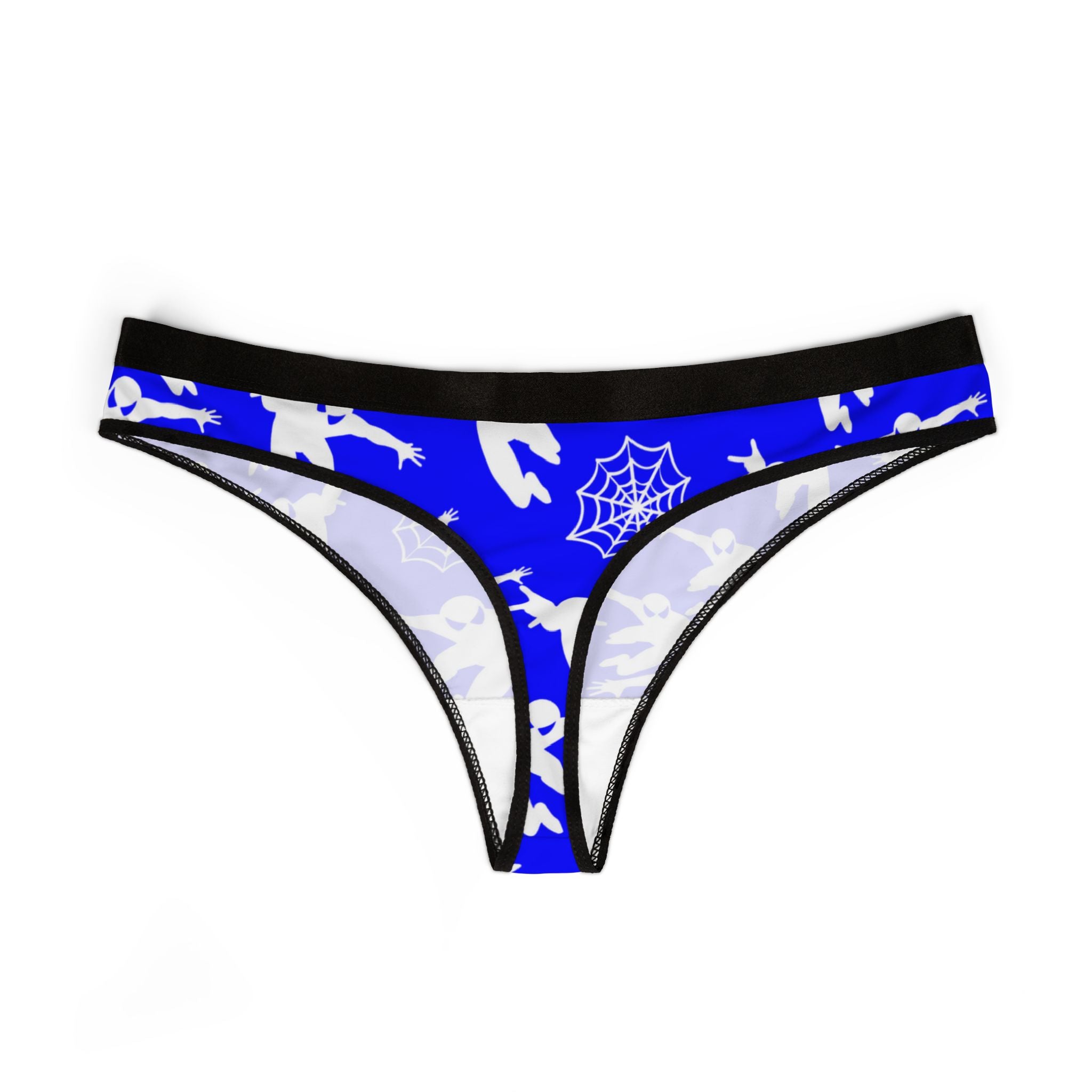 Women's thongs spiderman web plain blue