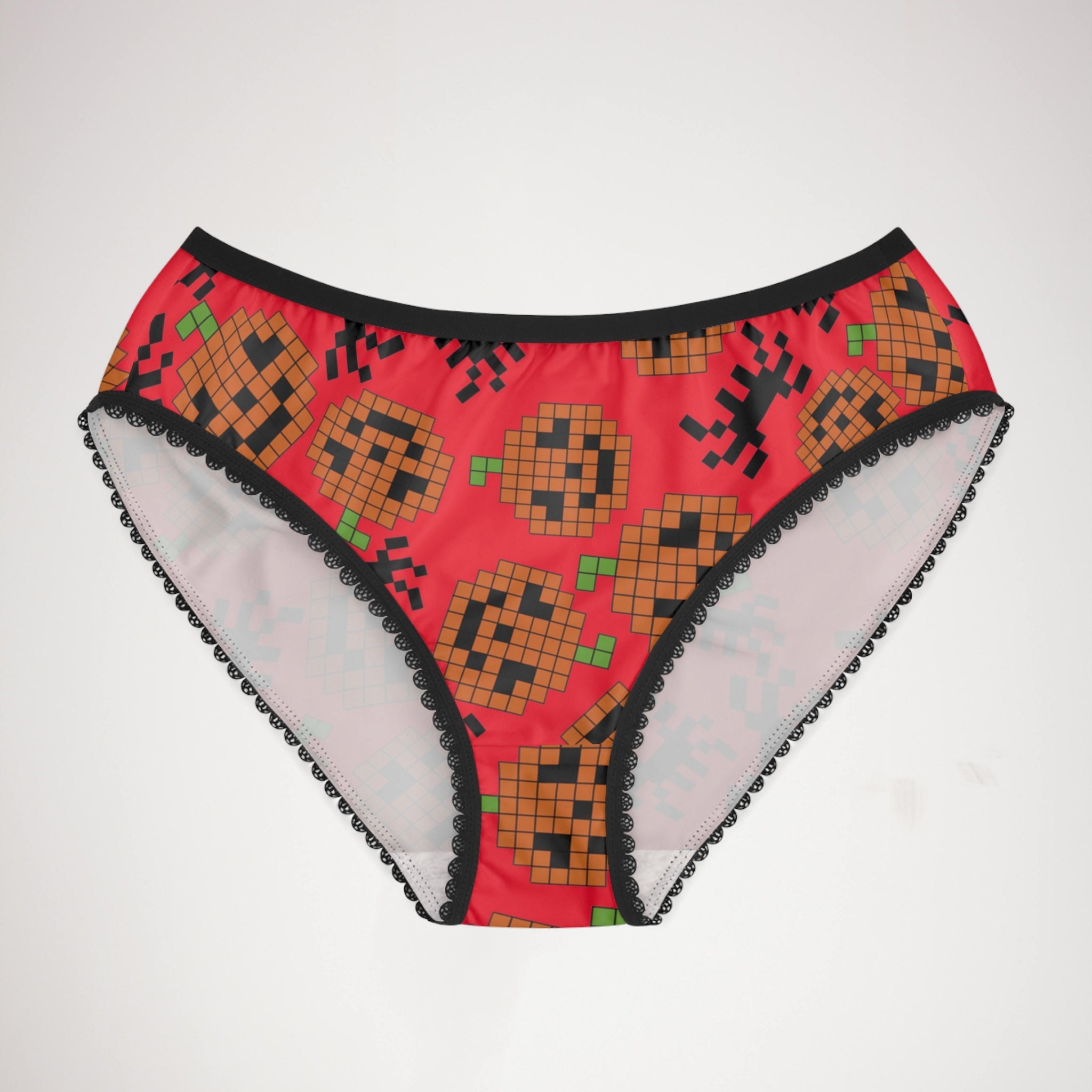 Women's briefs pumpkin spider pixel halloween red