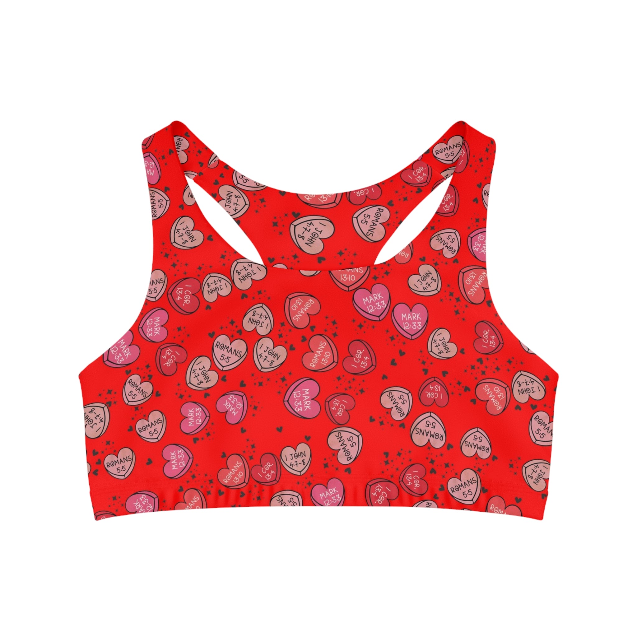 Sports bra christian valentine sweet hearts red