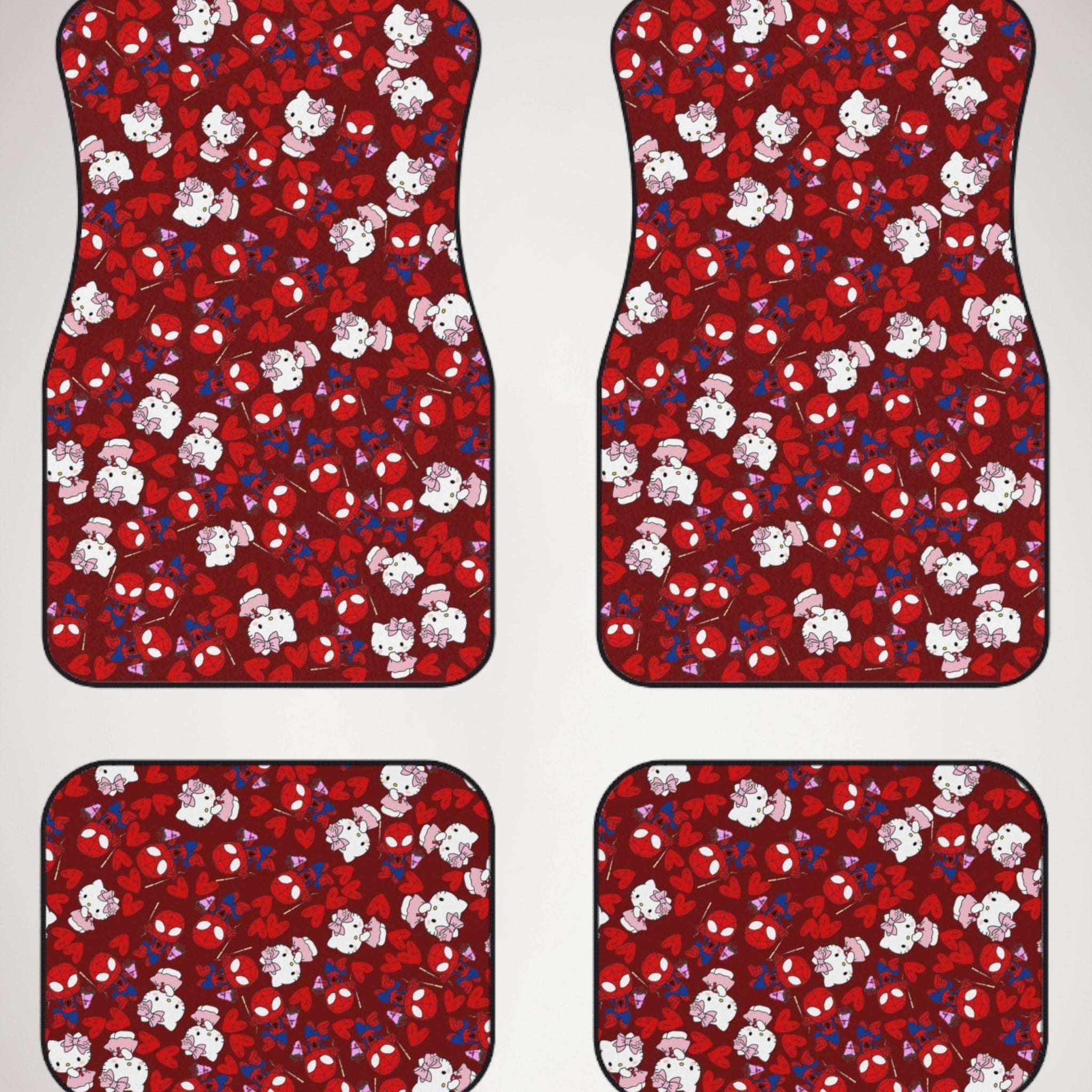 Car mats (set of 4) spider kitty flower red