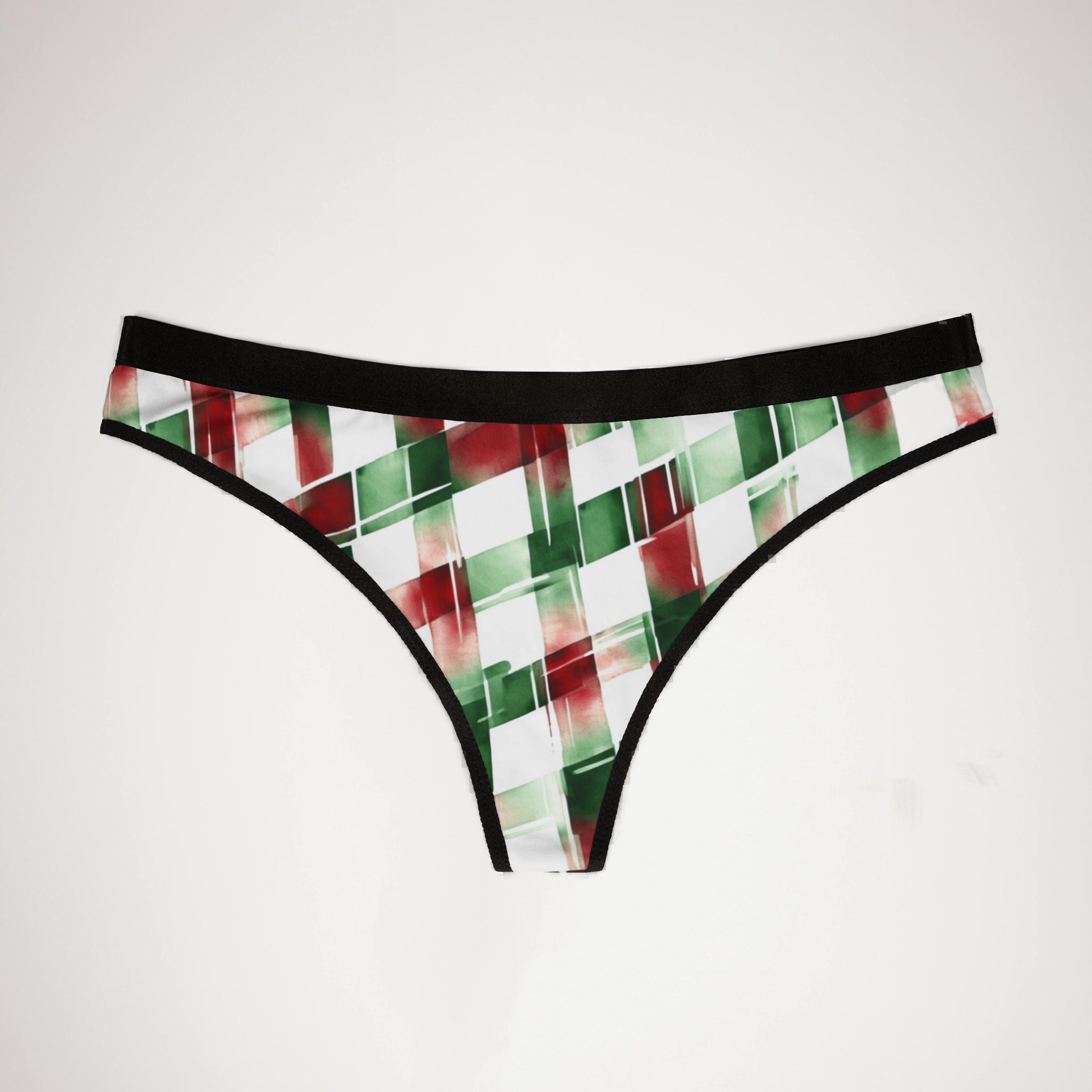 Women's thongs watercolor christmas one