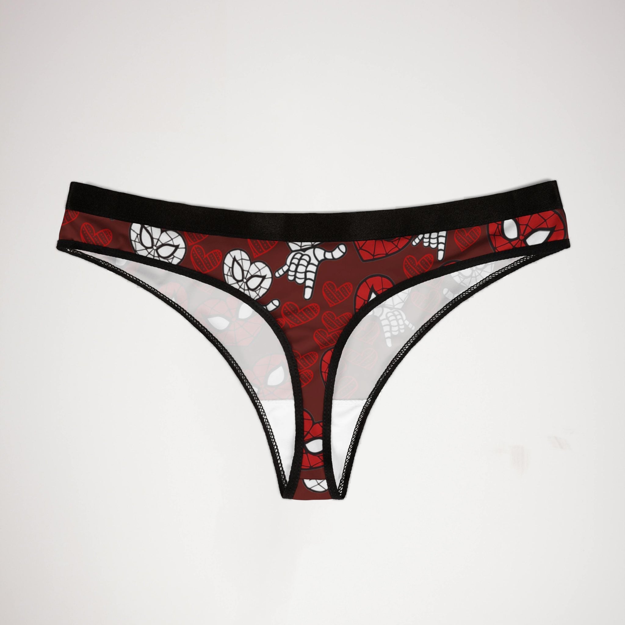 Women's thongs spider heart kiss red