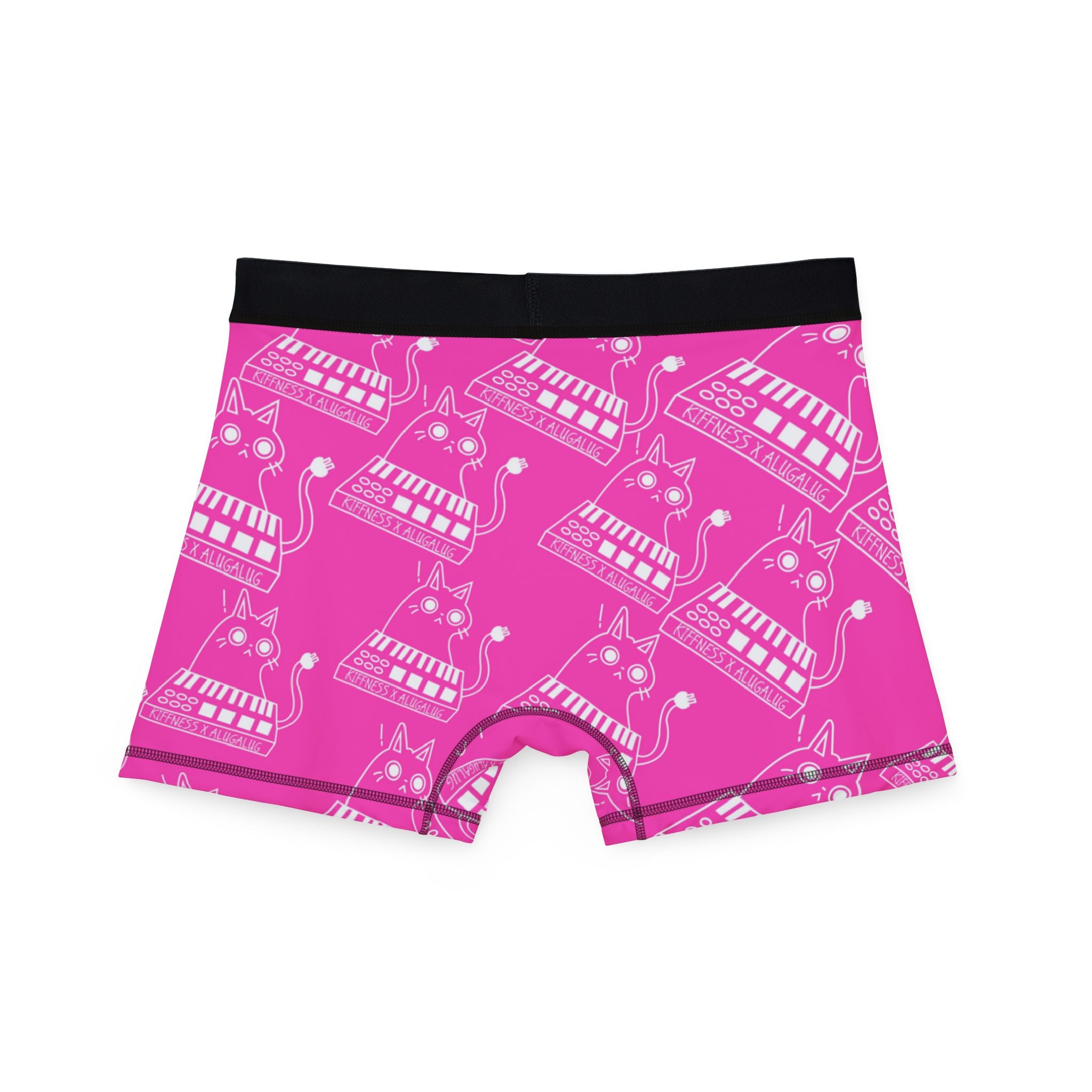 Men's boxers eating the cats meow meow the kiffness pink