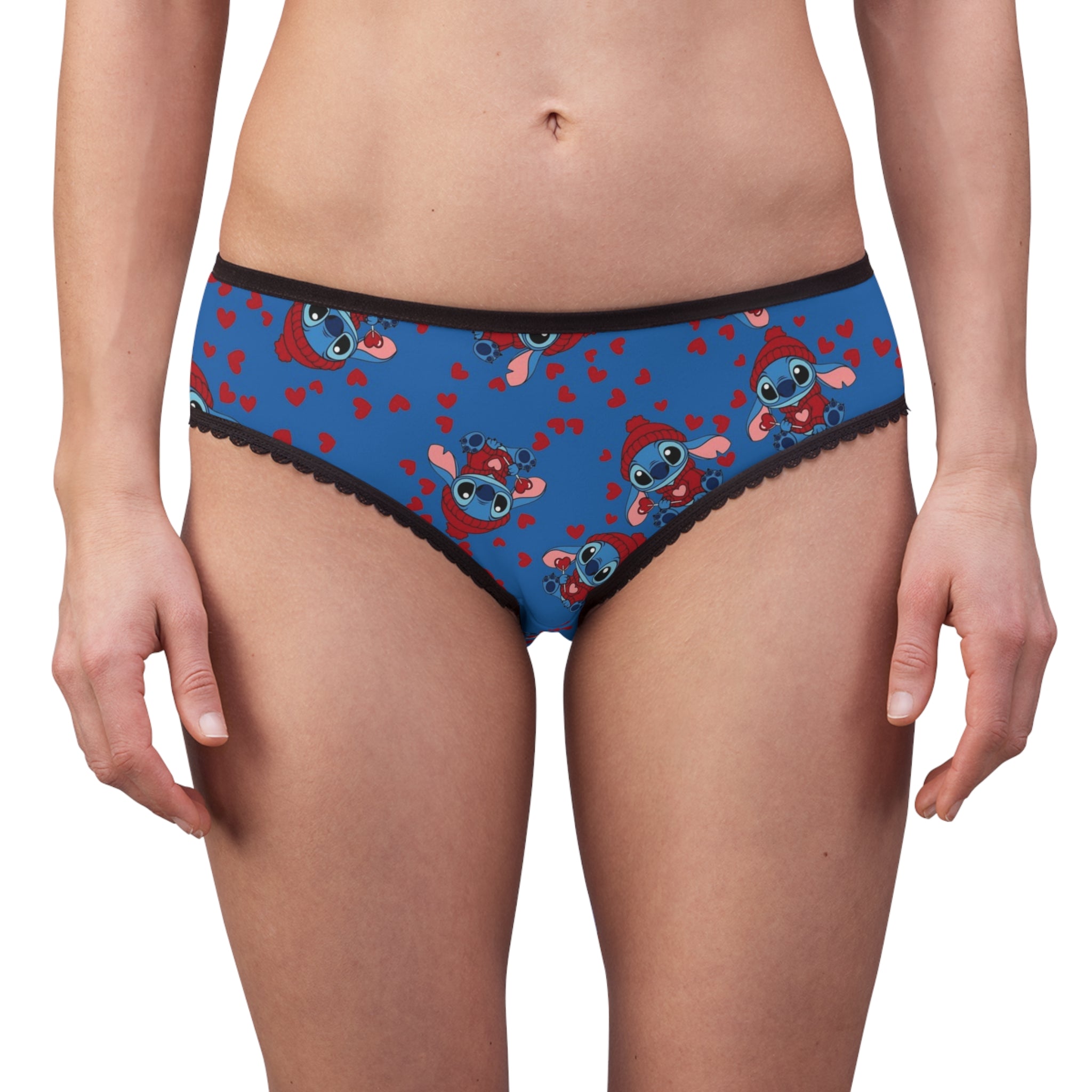 Women's briefs stitch valentine cream heart blue