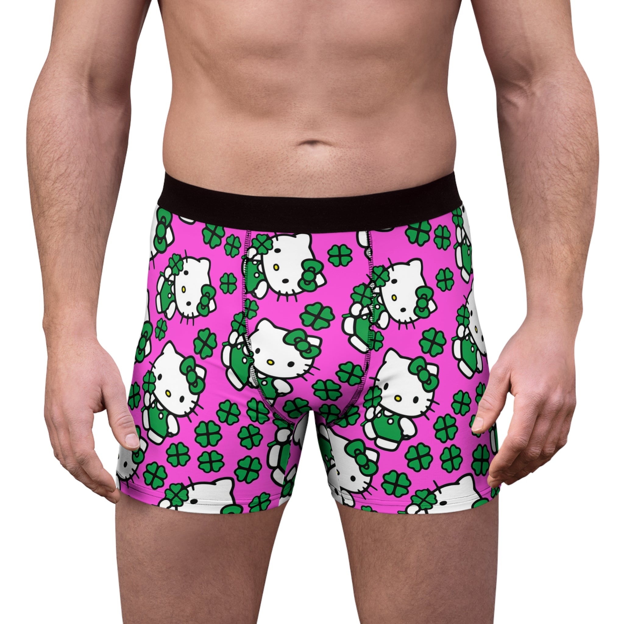 Men's boxer briefs kitty saint patrick lucky pink