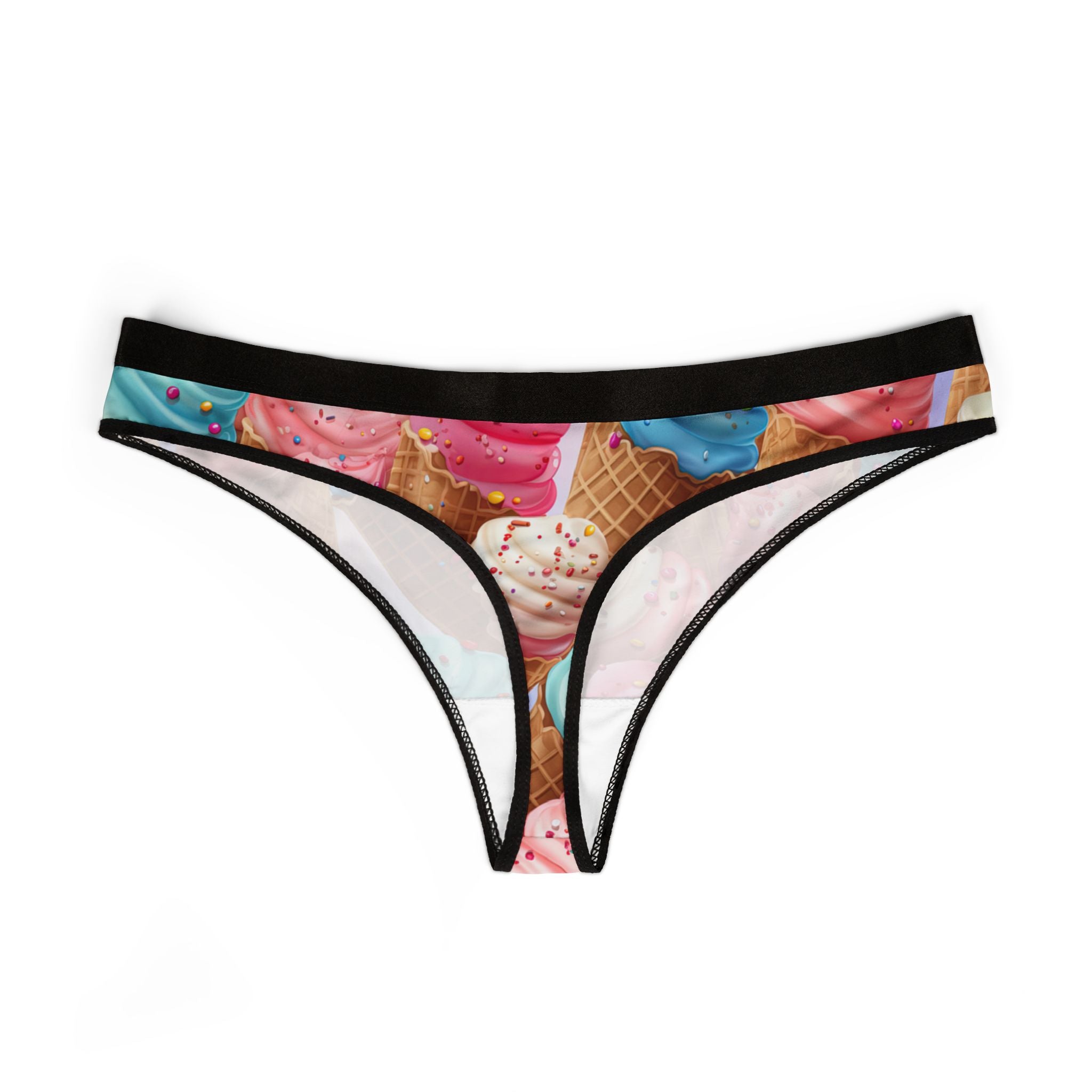 Women's thongs sprinkled ice cream