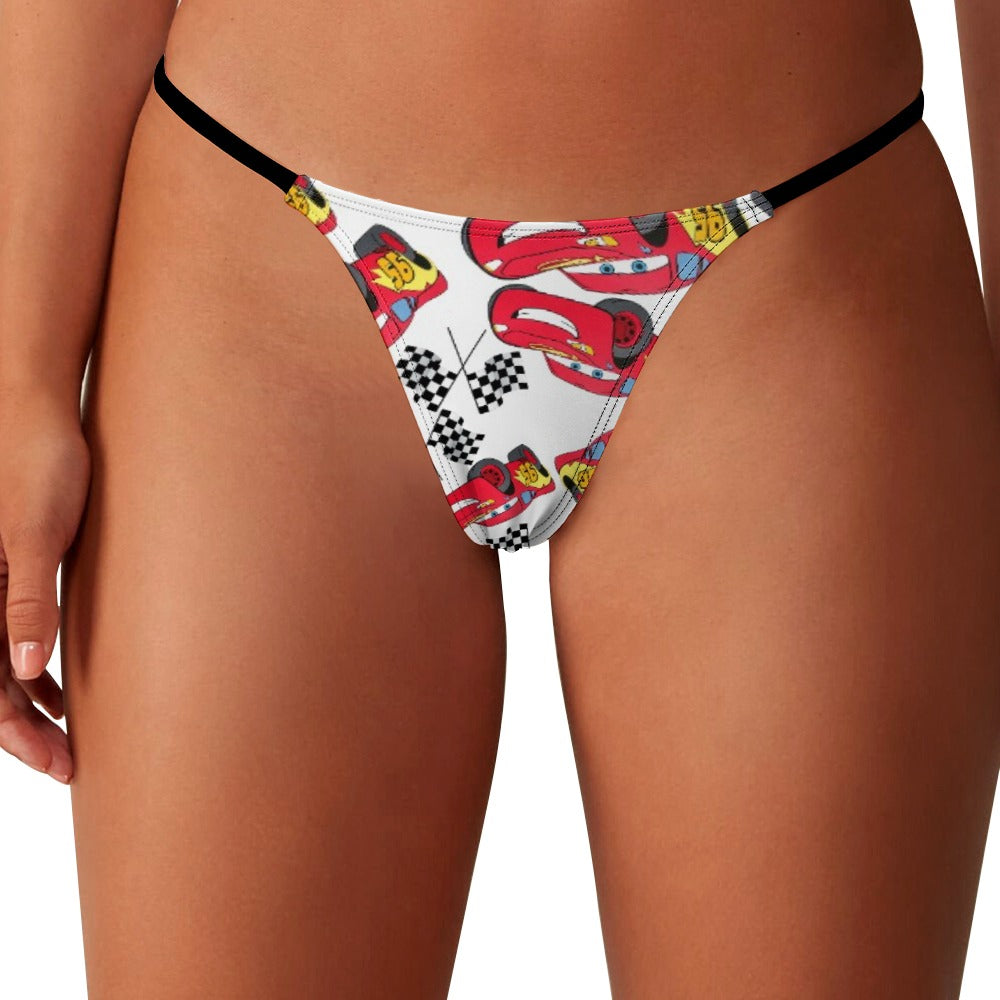 Ladies Sexy Thin Thong mcqueen flag white