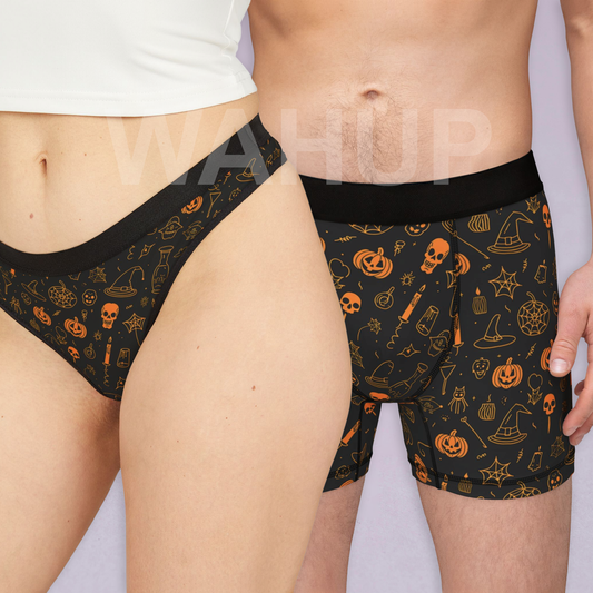 Matching underwear Halloween Doodle for couples boxer & thong