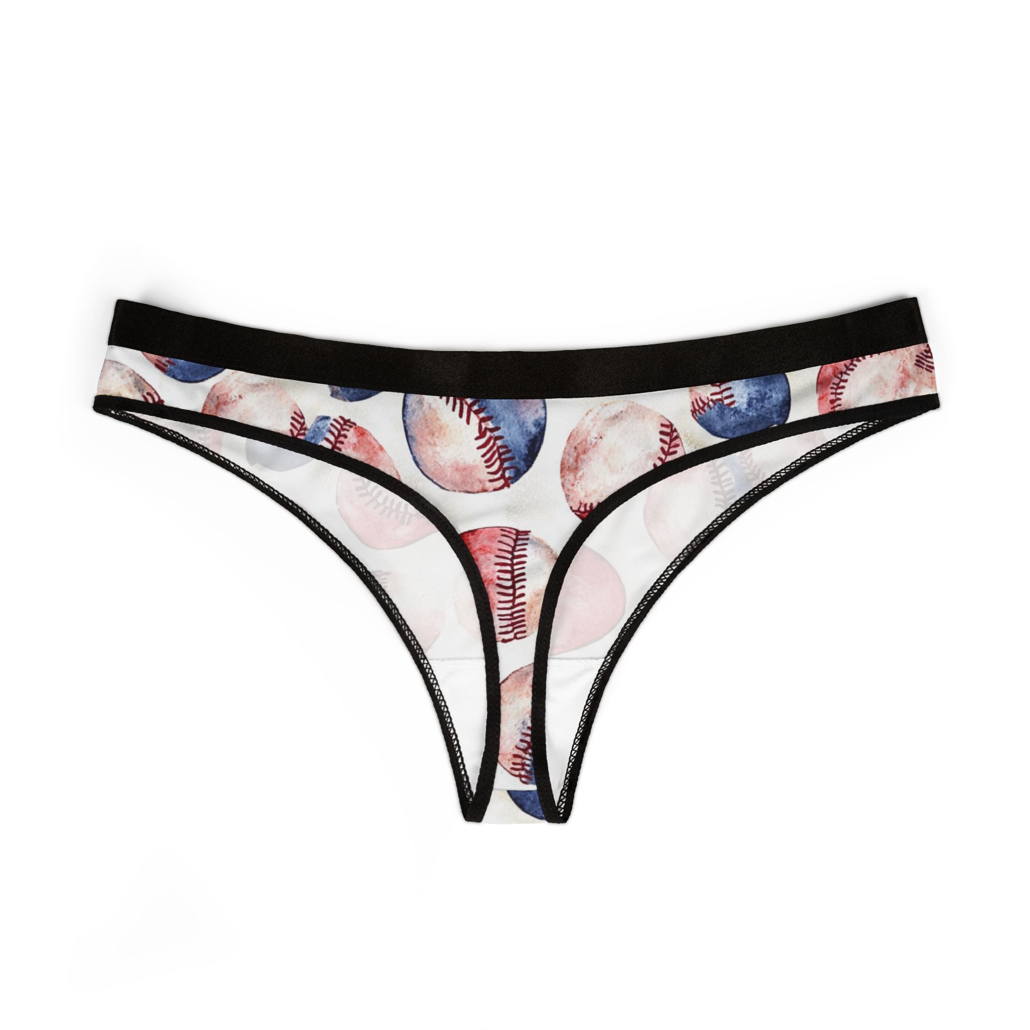 Women's thongs watercolor baseball one