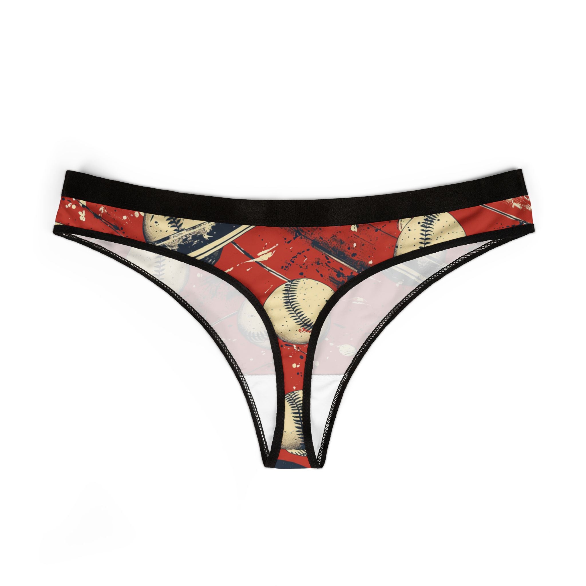 Women's thongs retro baseball