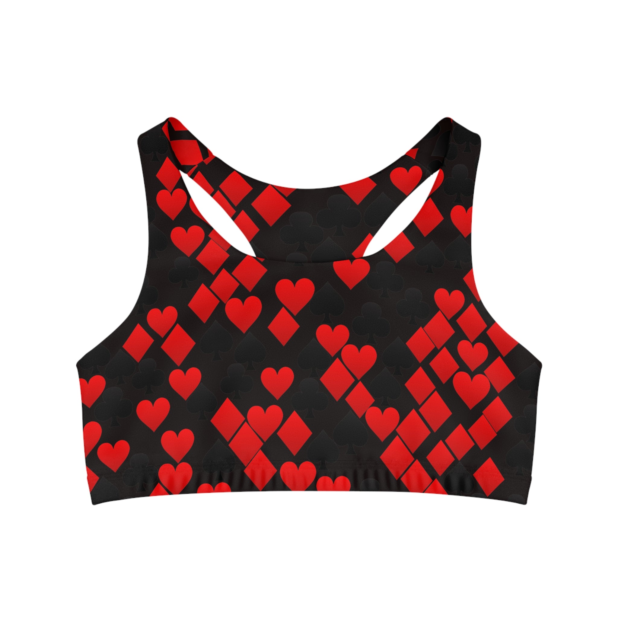 Sports bra playing cards spades hearts diamonds clubs valentine love black