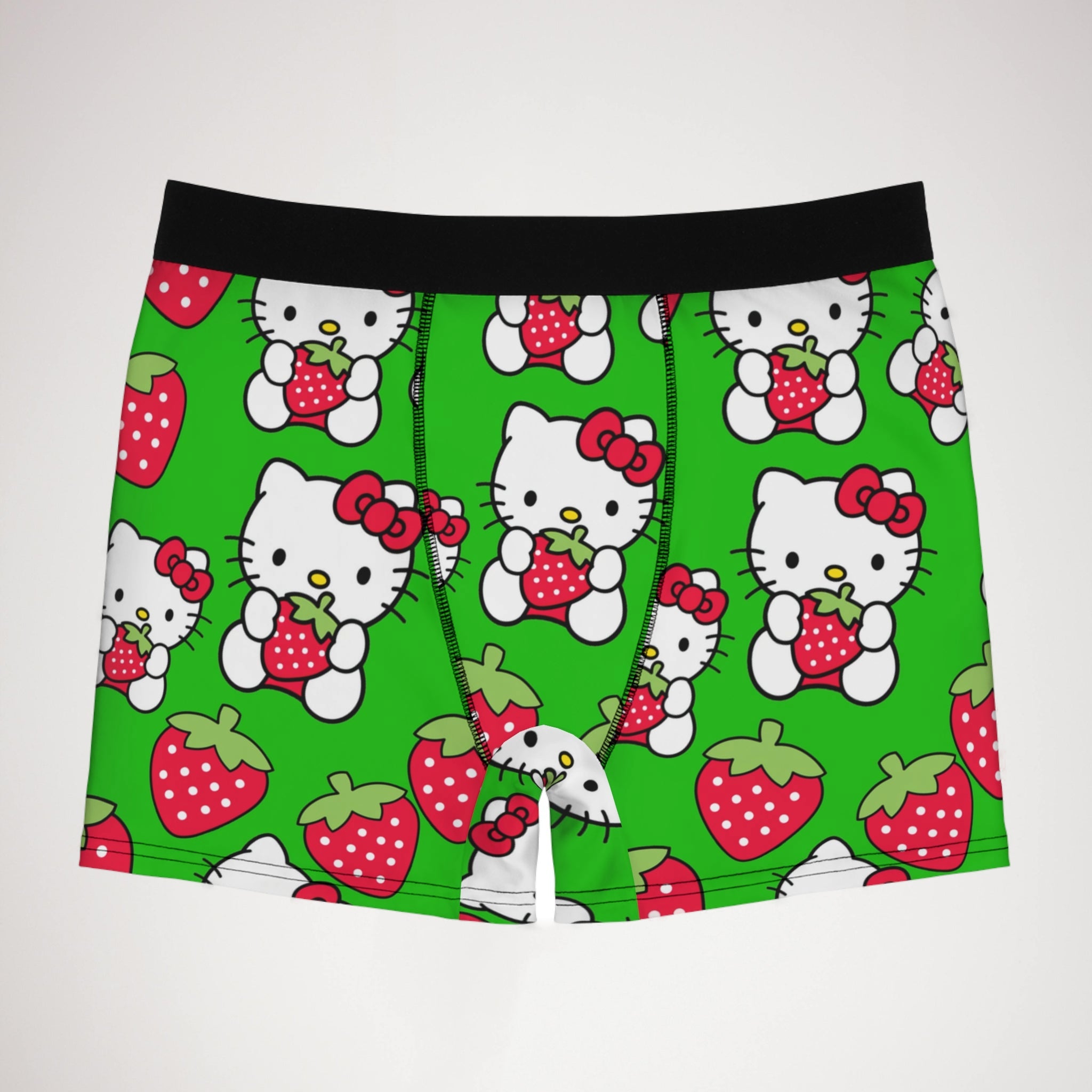 Men's boxer briefs kitty strawberry valentine love green