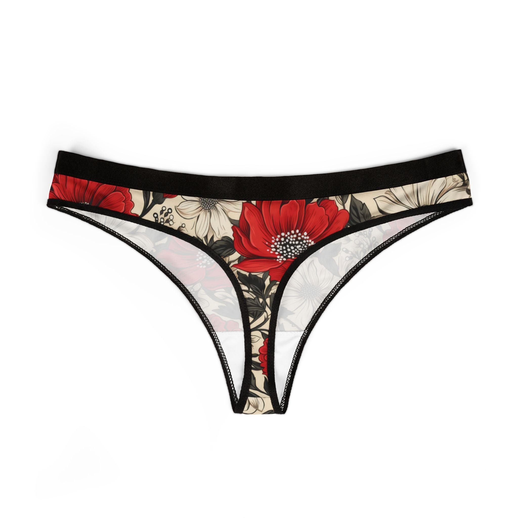 Women's thongs cute red flowers one one