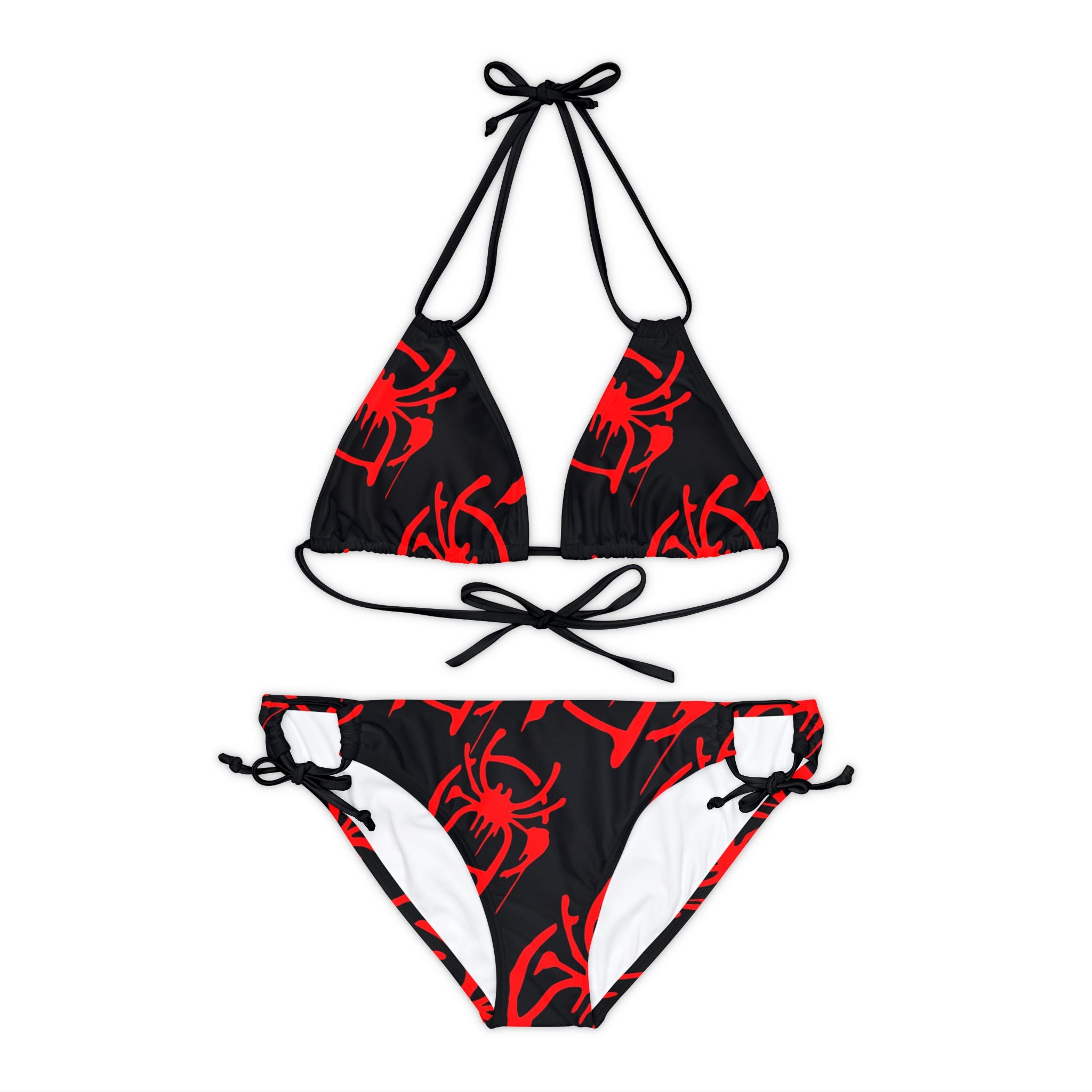 Strappy bikini set only spider web black