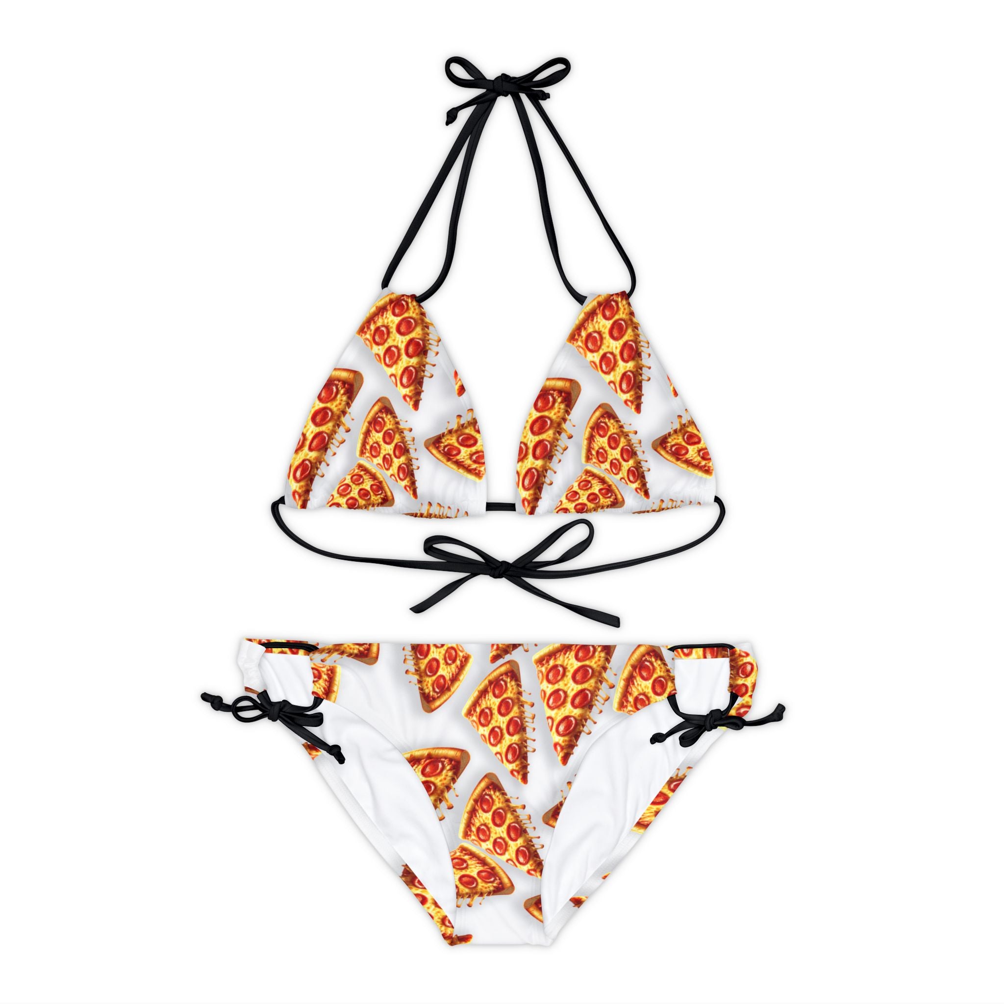 Strappy bikini set pizza white