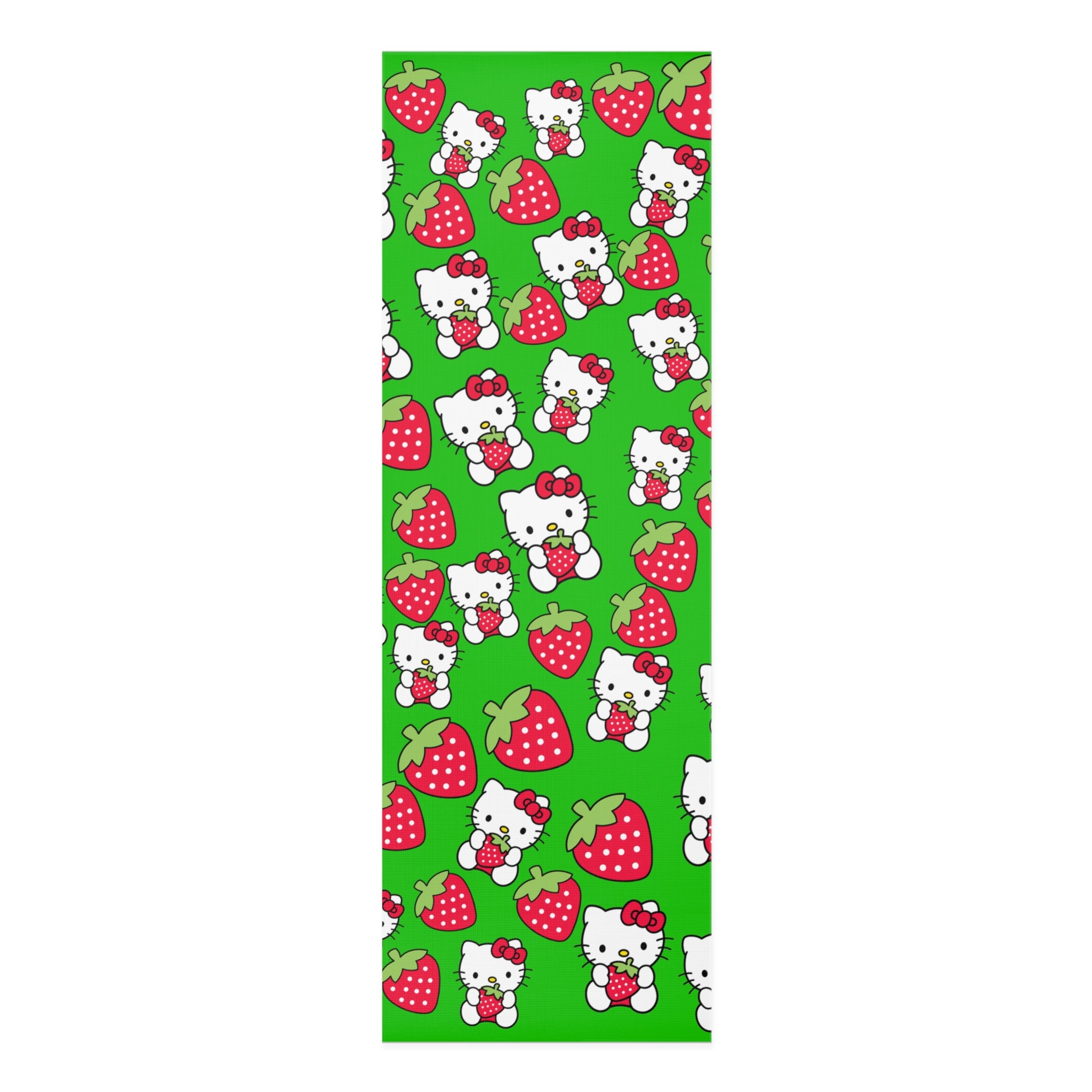 Foam yoga mat kitty strawberry valentine love green