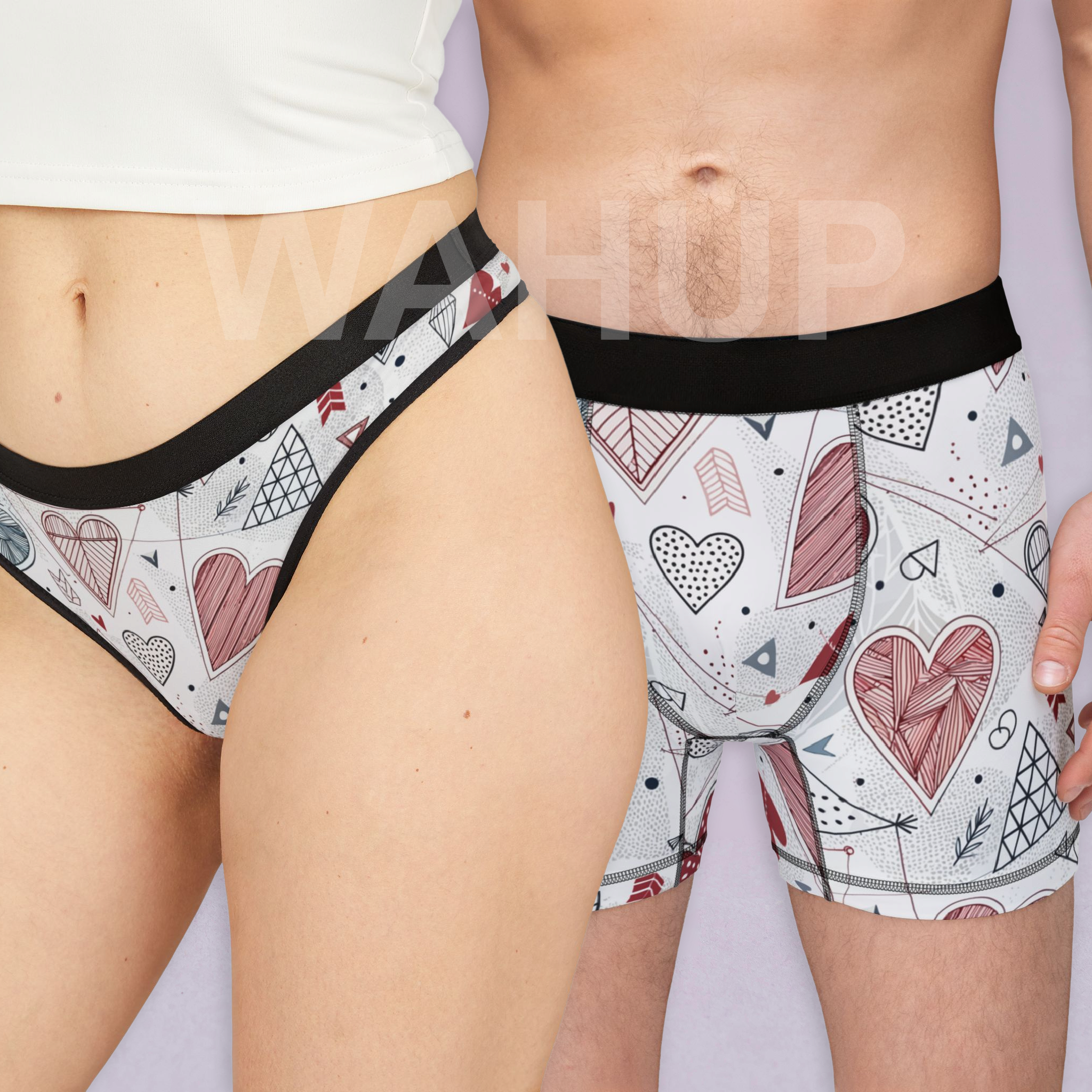 Matching underwear Valentine Heart Retro One for couples boxer & thong set