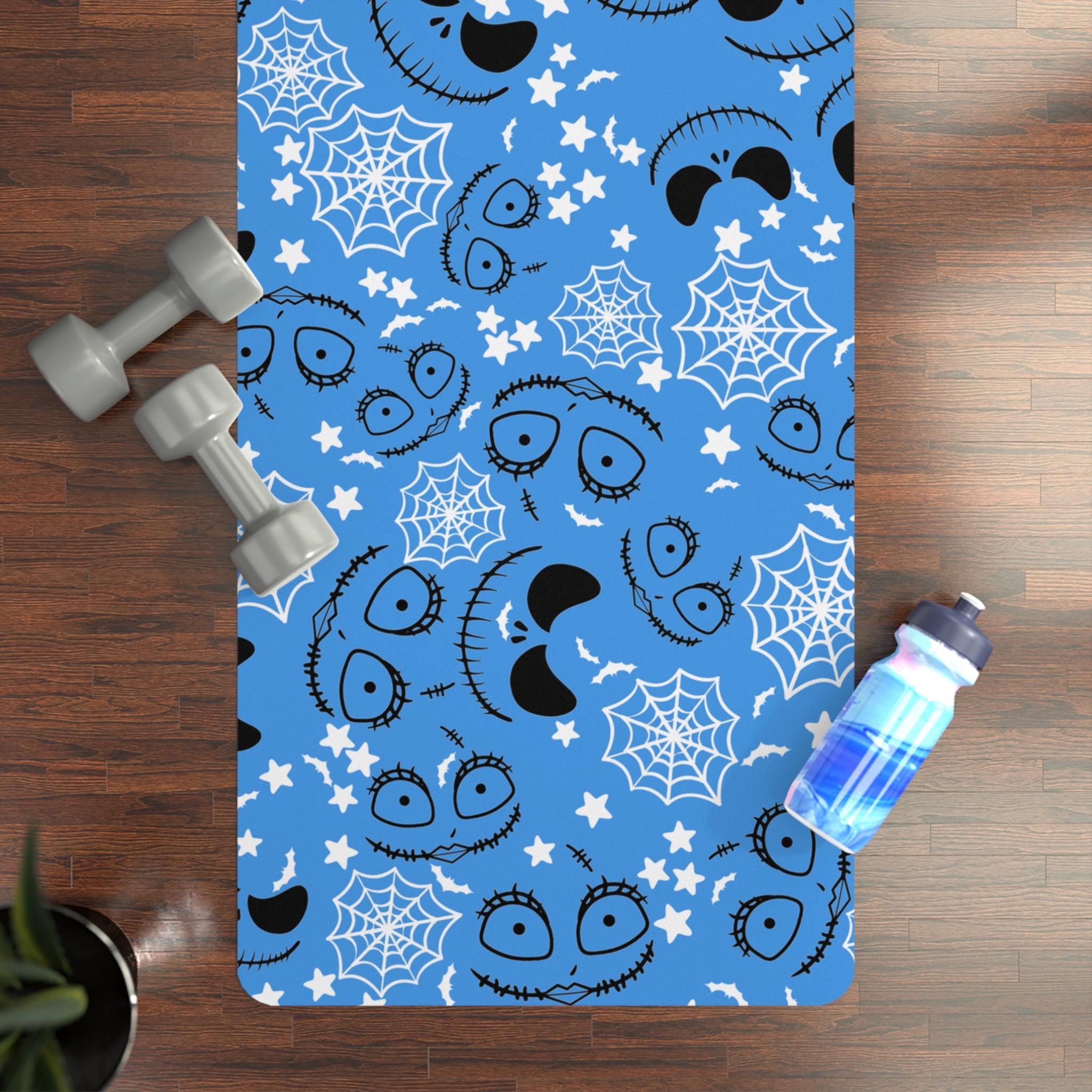 Rubber yoga mat boo bats halloween nightmare before christmas jack sally navy