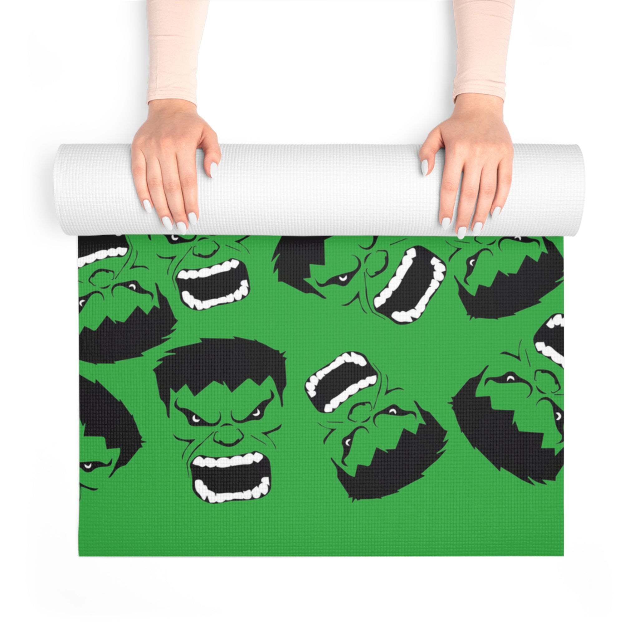 Foam yoga mat hulk face green