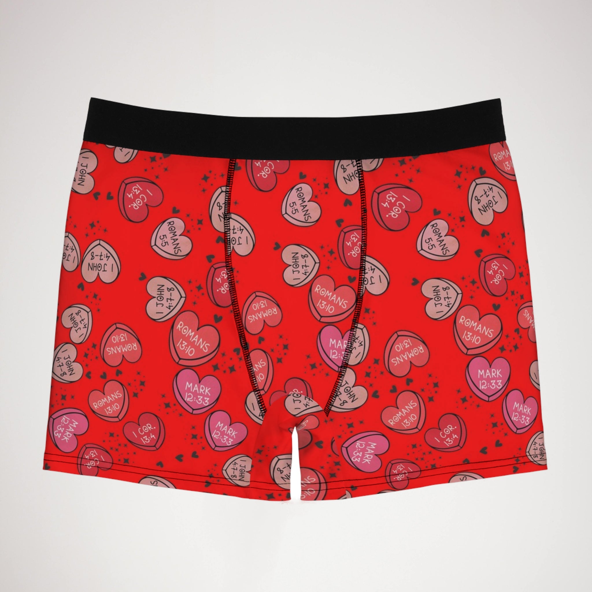 Men's boxer briefs christian valentine sweet hearts red