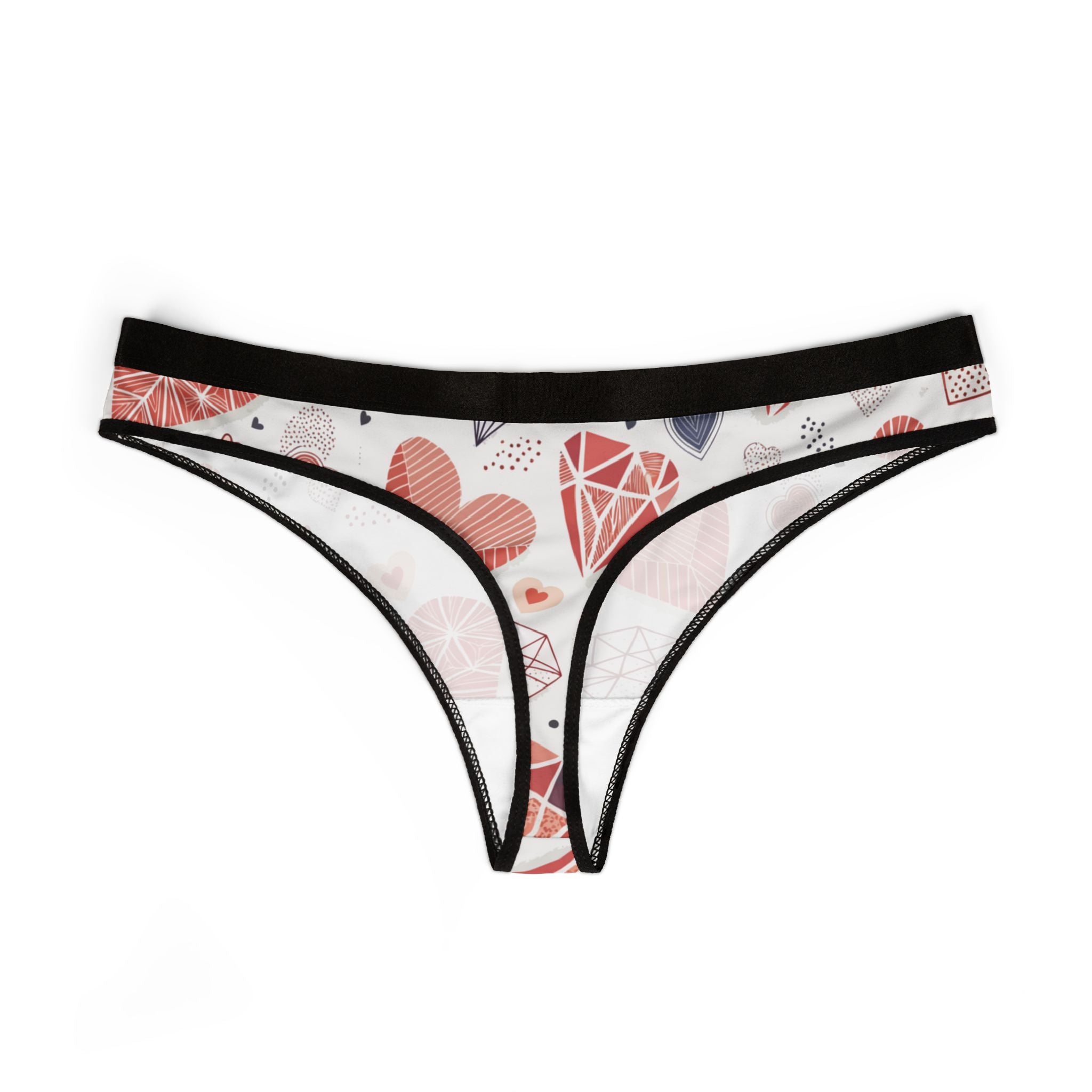 Women's thongs valentine heart retro one