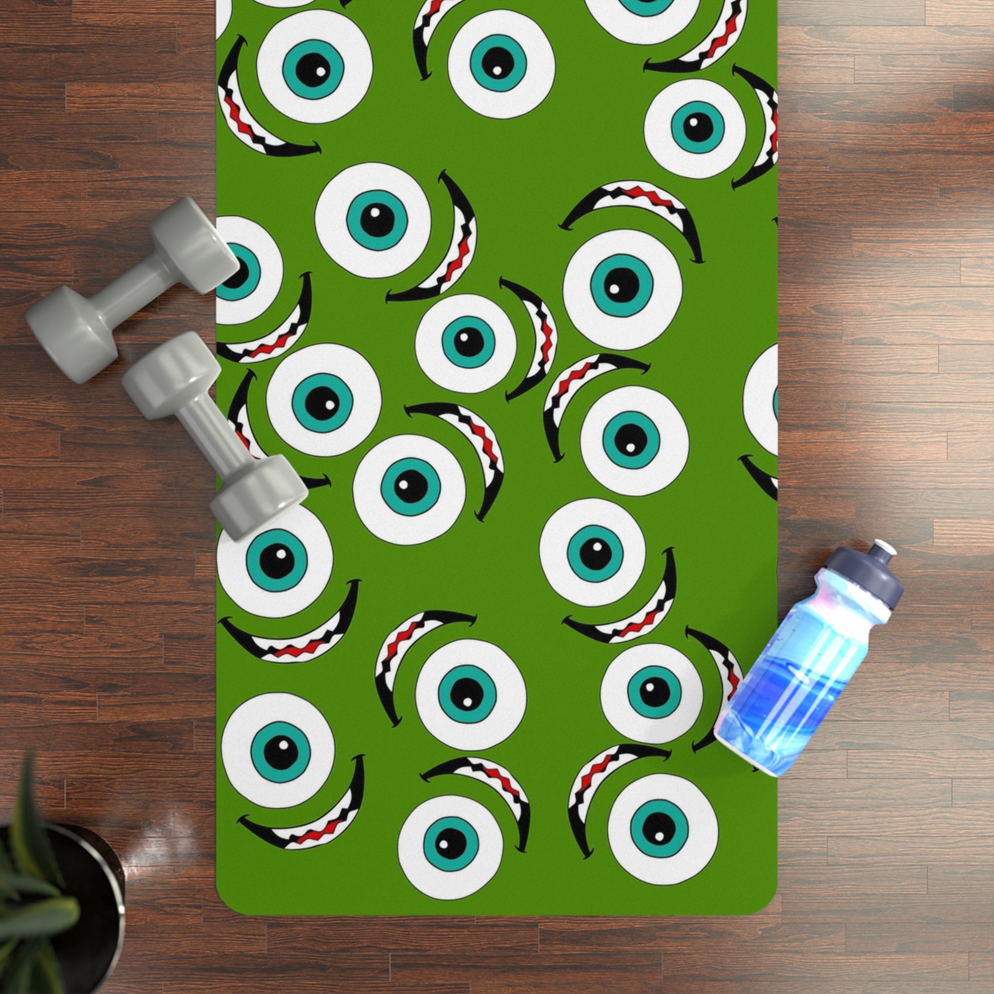 Rubber yoga mat mike wazowski green