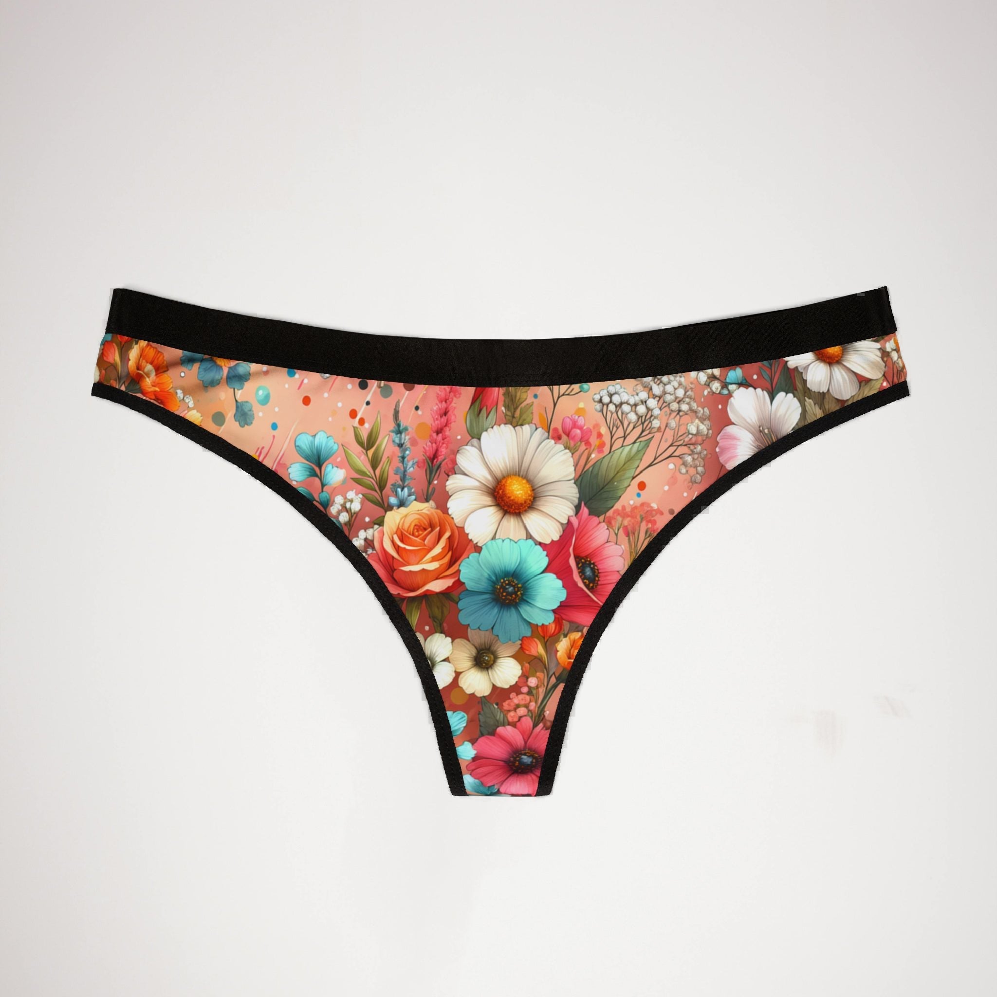 Women's thongs vibrant spring floral