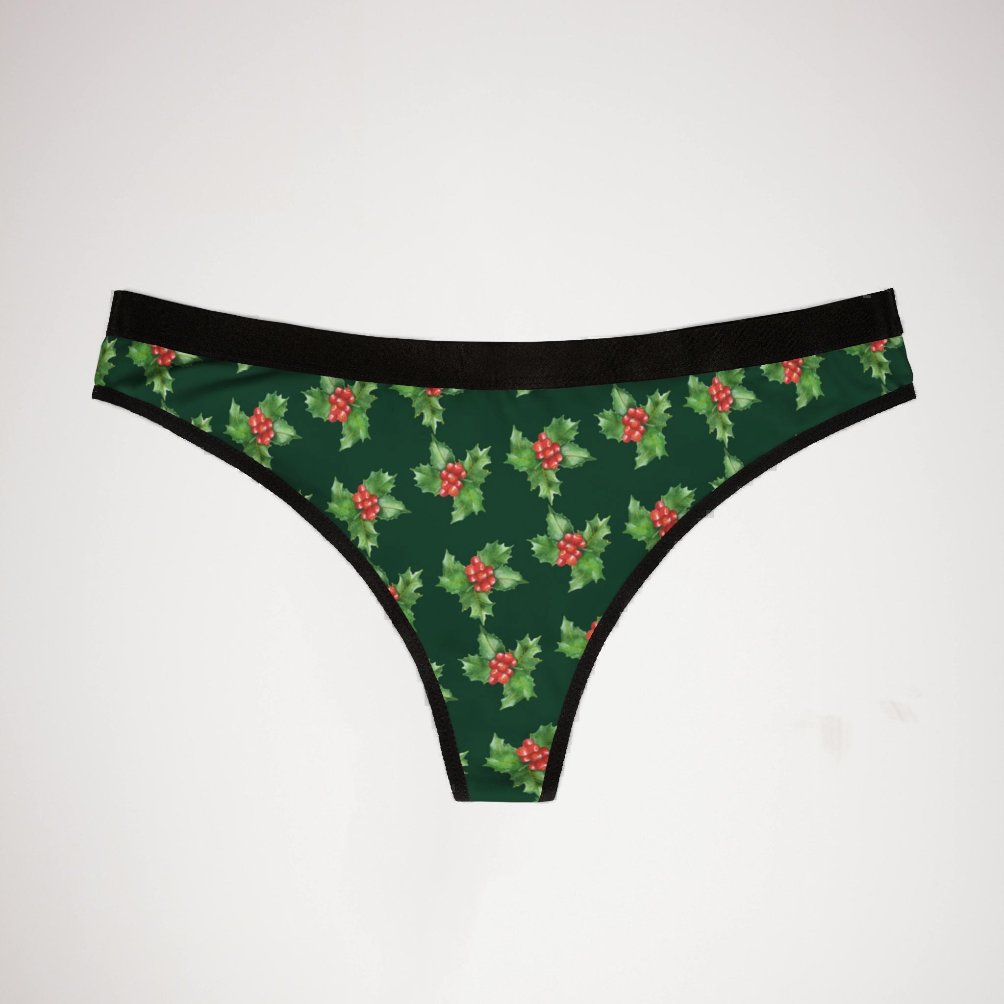 Women's thongs green christmas santa