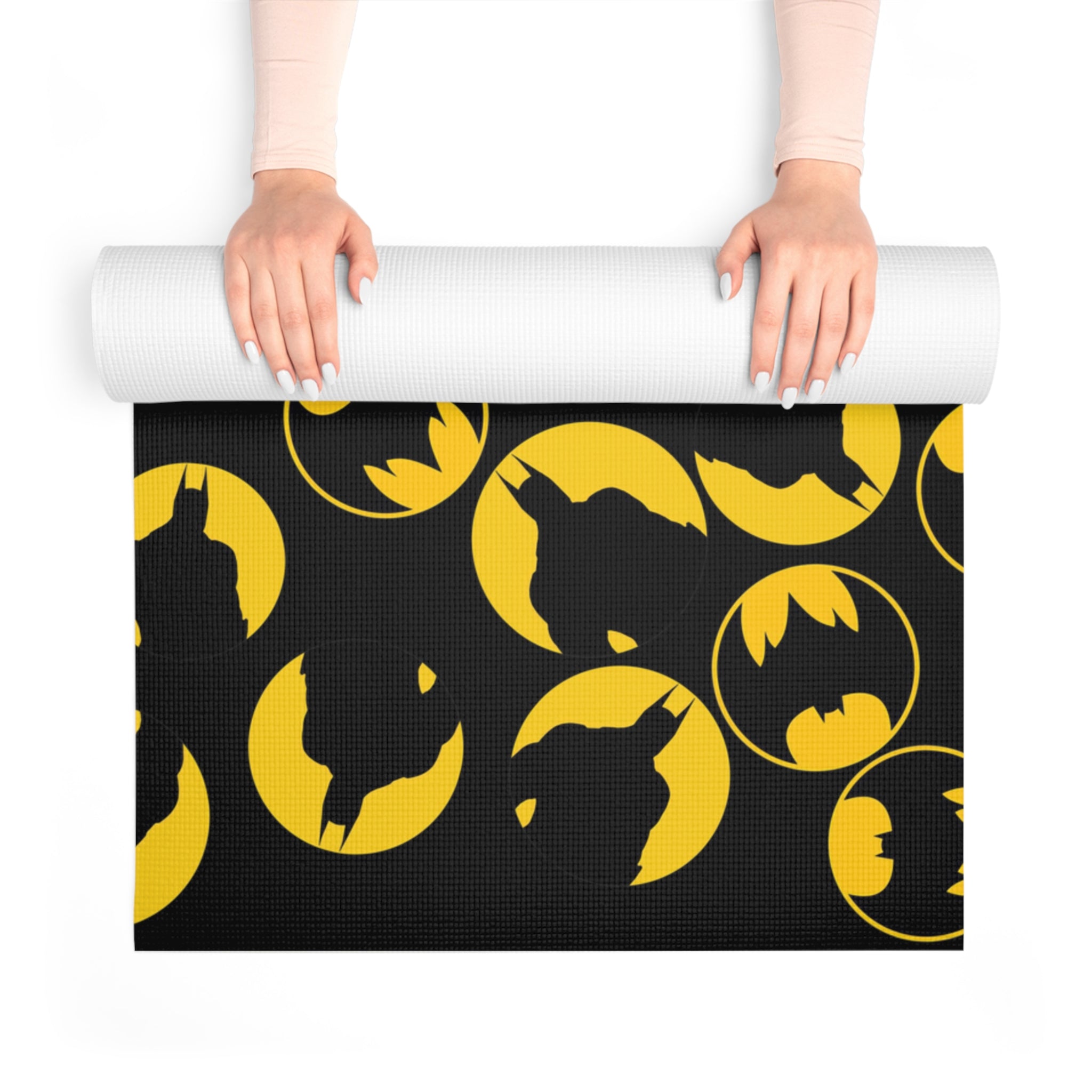 Foam yoga mat batman circle black