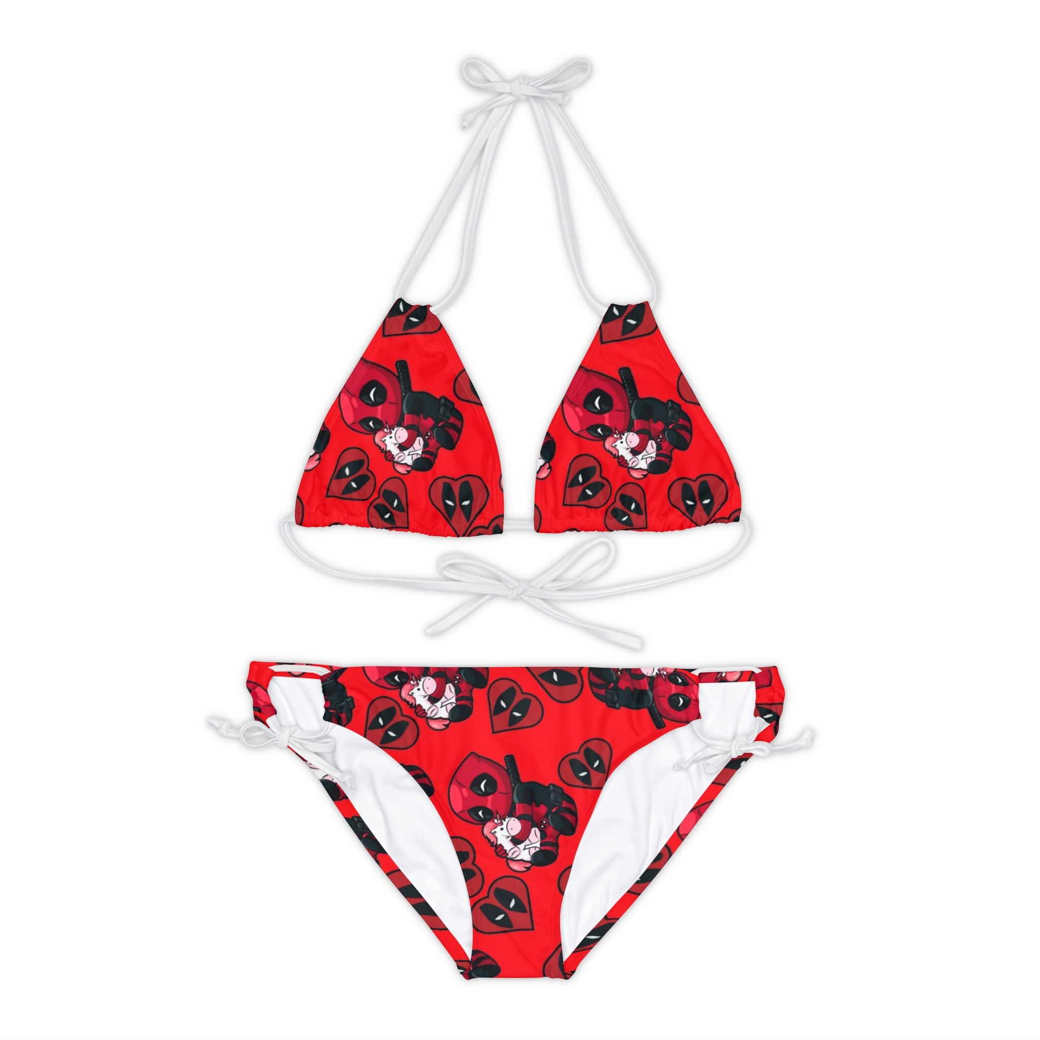 Strappy bikini set deadpool unicorn hearts valentine love red