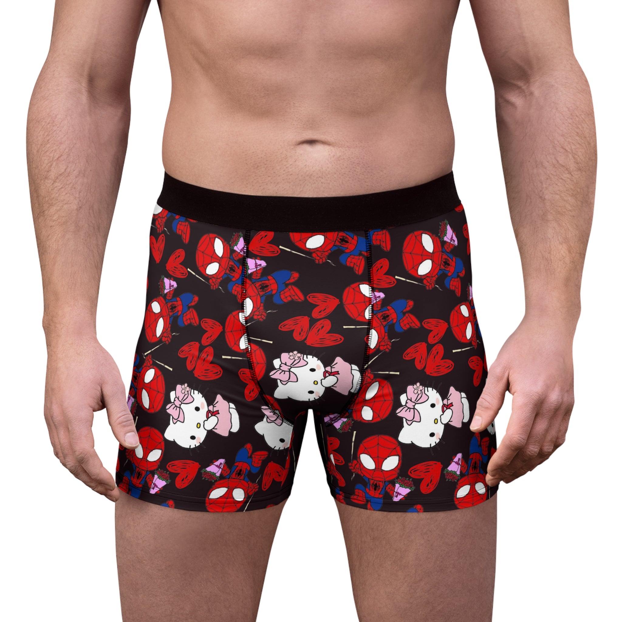 Men's boxer briefs spider kitty flower black