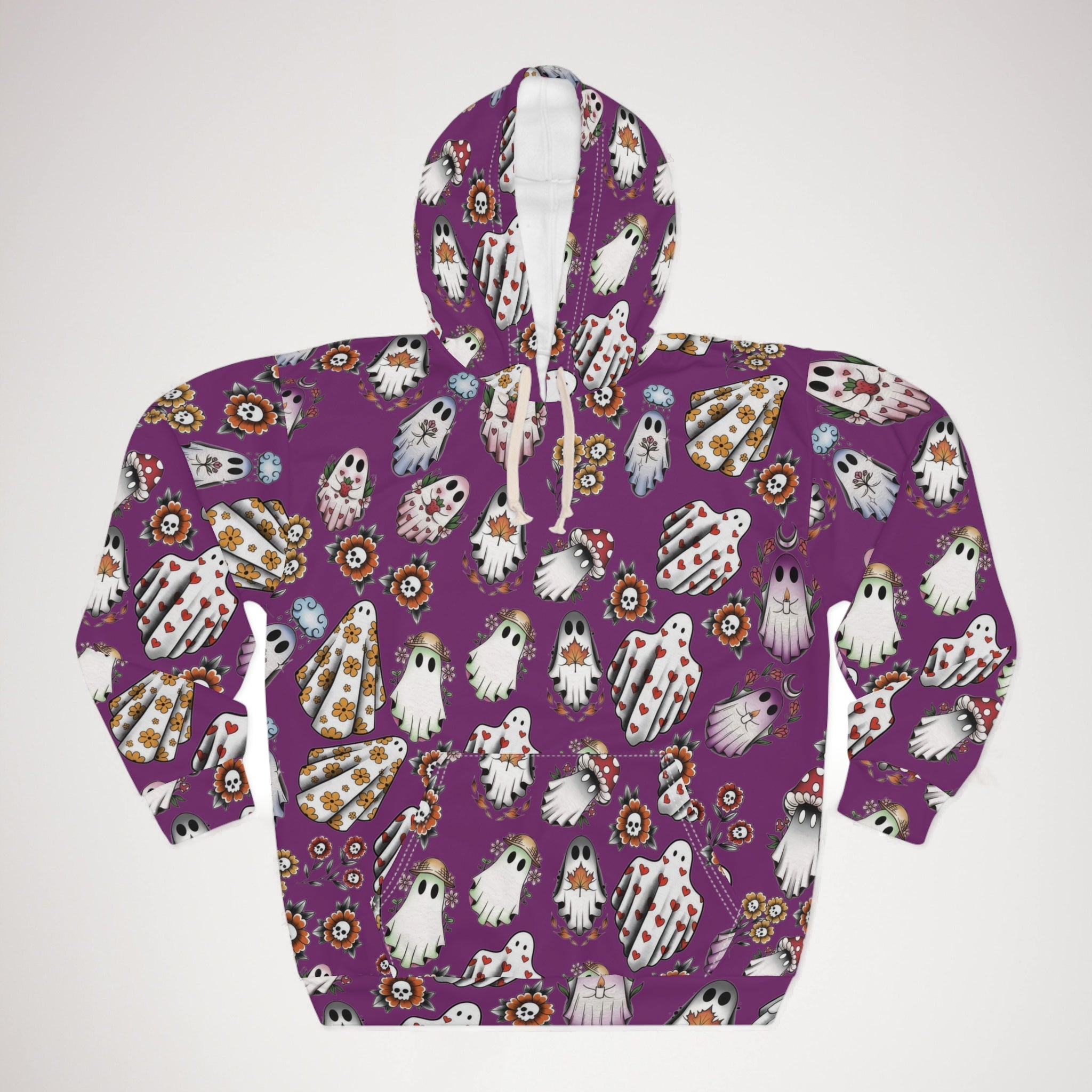 Unisex pullover hoodie cute Halloween ghosts purple