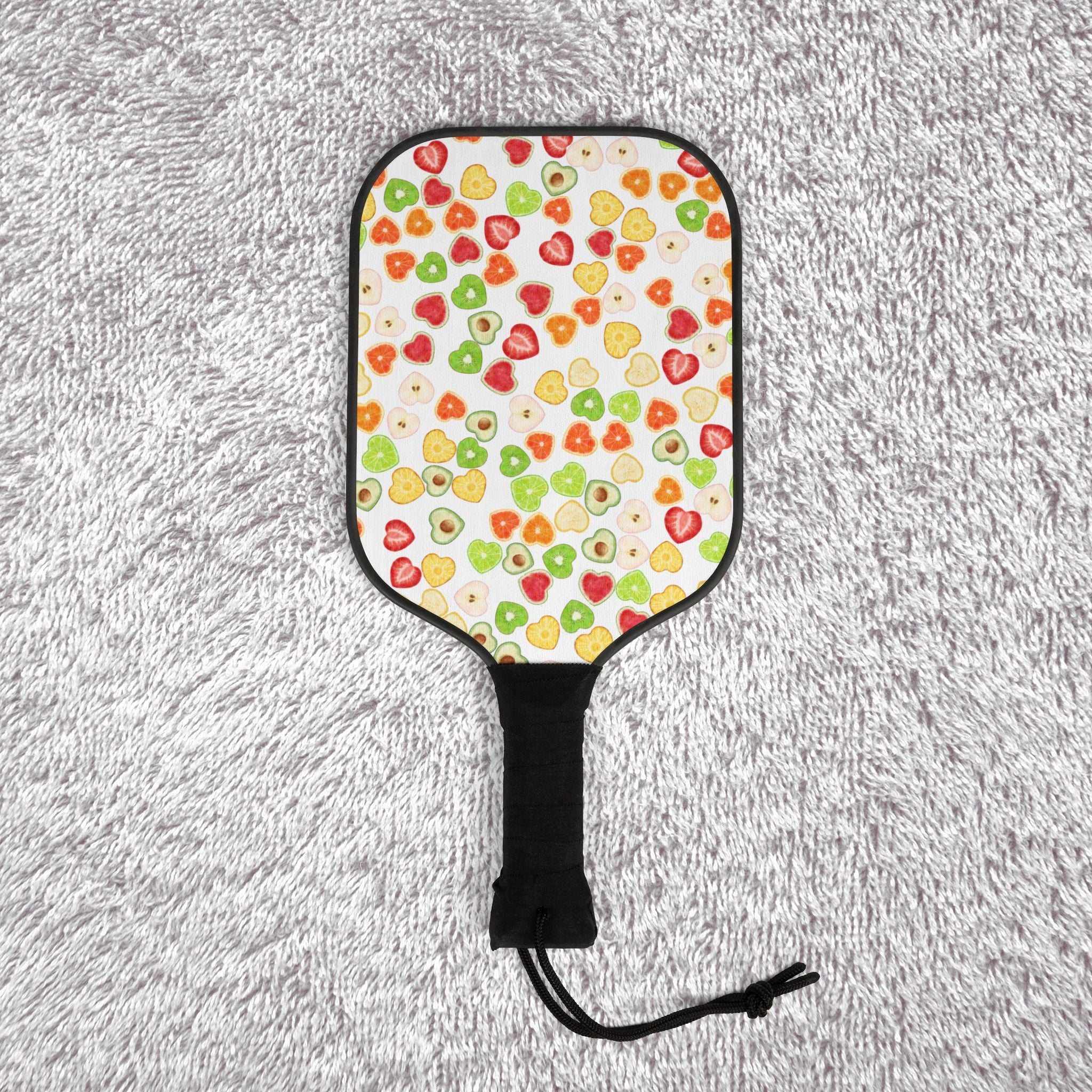 Pickleball kit (2 paddles + 2 balls + transparent bag) heart fruits white