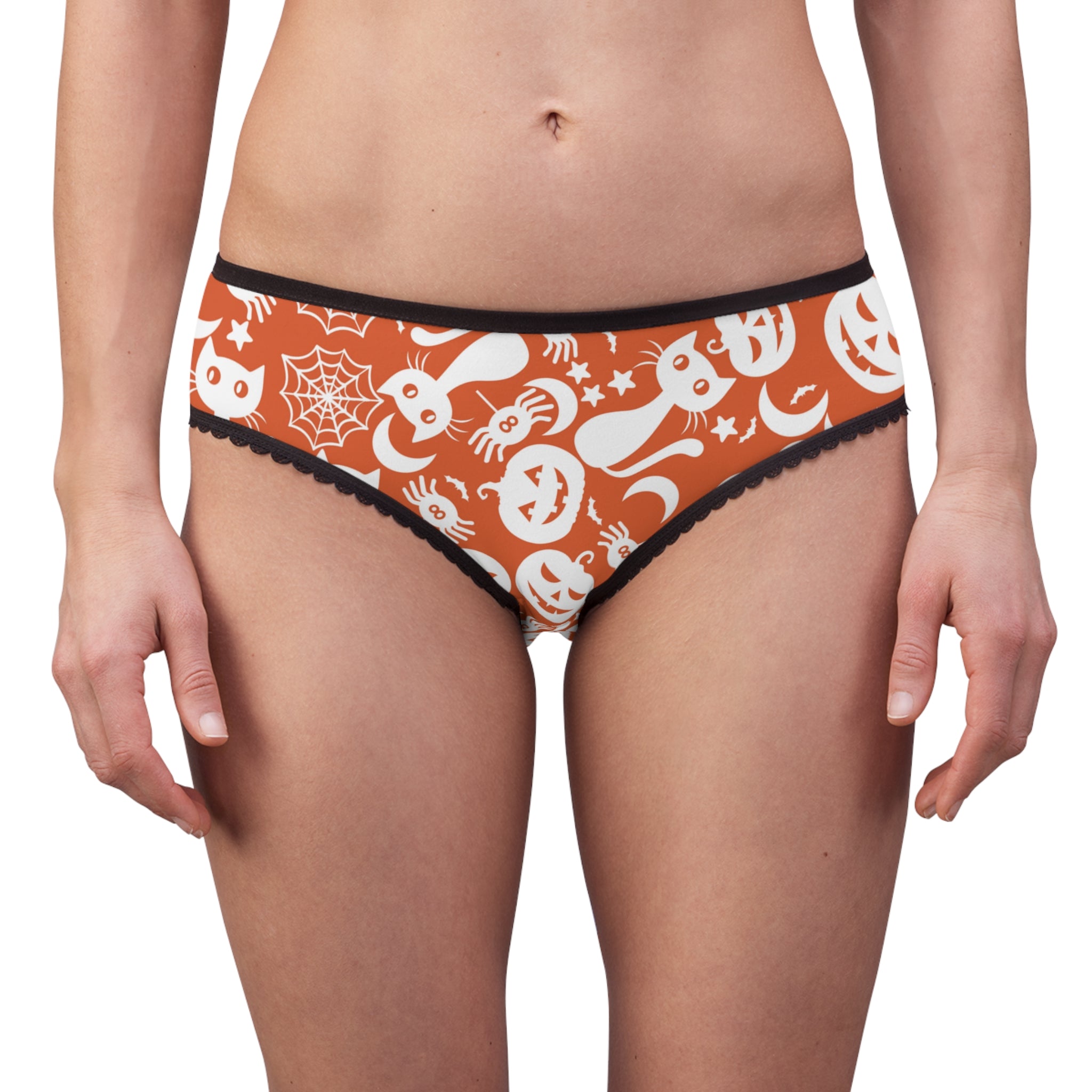 Women's briefs halloween pumpkin spider web orange