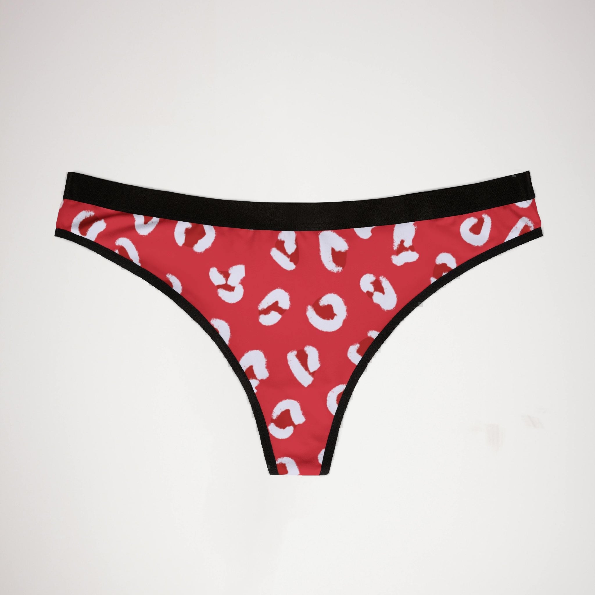 Women's thongs red leopard