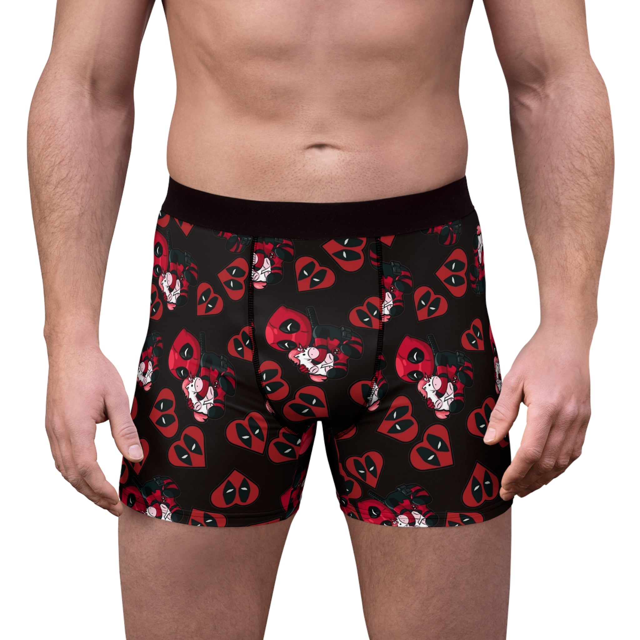 Men's boxer briefs deadpool unicorn hearts valentine love black